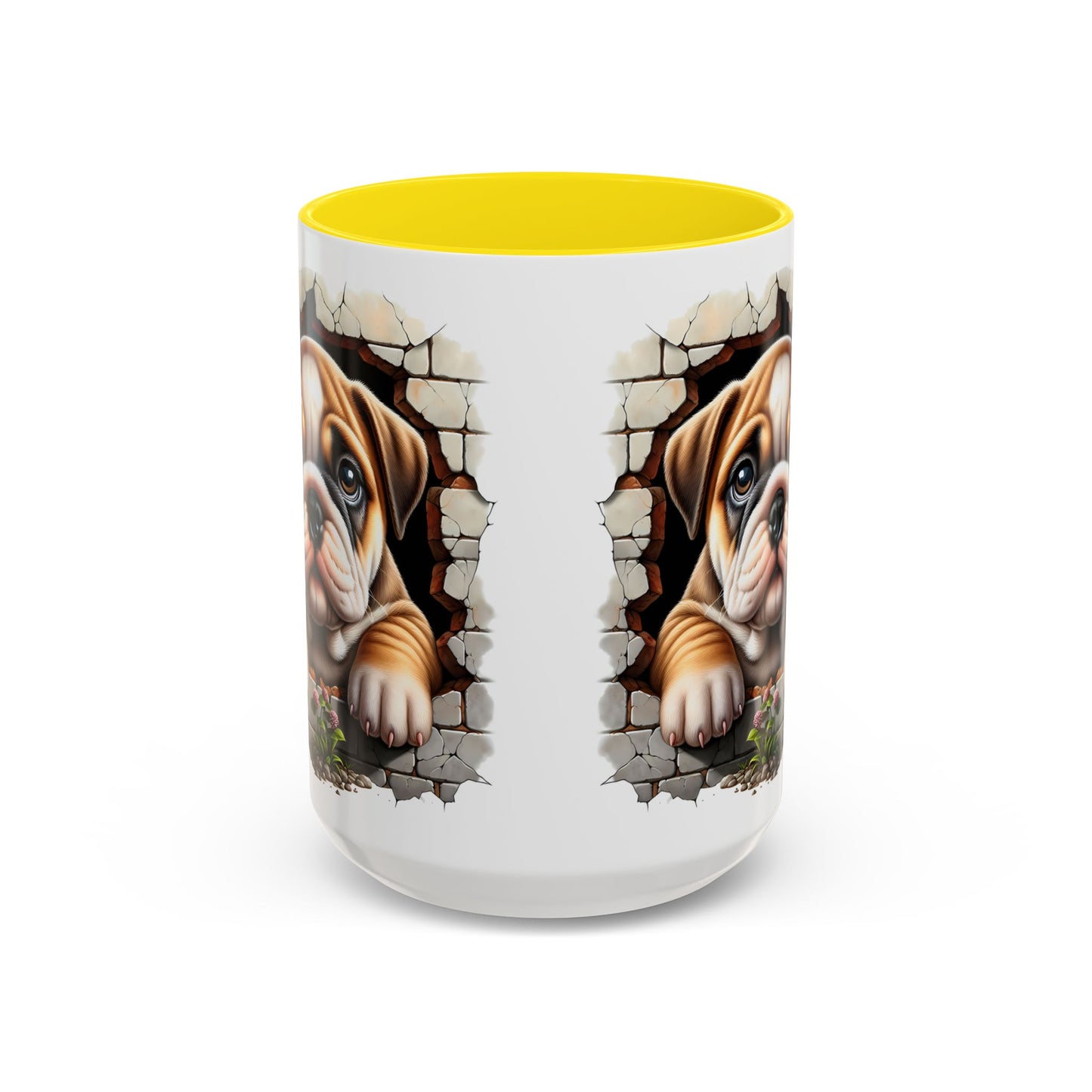 🎀🐶 English Bulldog Puppy Accent Mug – Cute Peek-Through Dog Design for Animal Lovers ☕💖