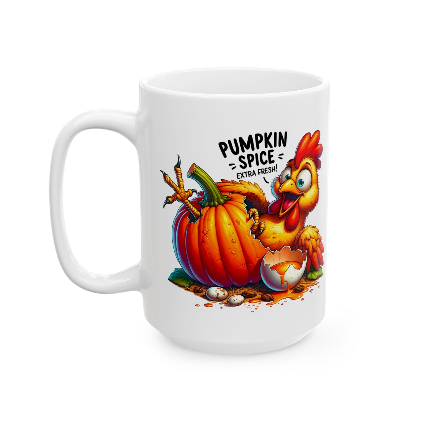 🐔🎃 Pumpkin Spice Extra Fresh Chicken Mug – Funny Fall Coffee Cup ✨☕