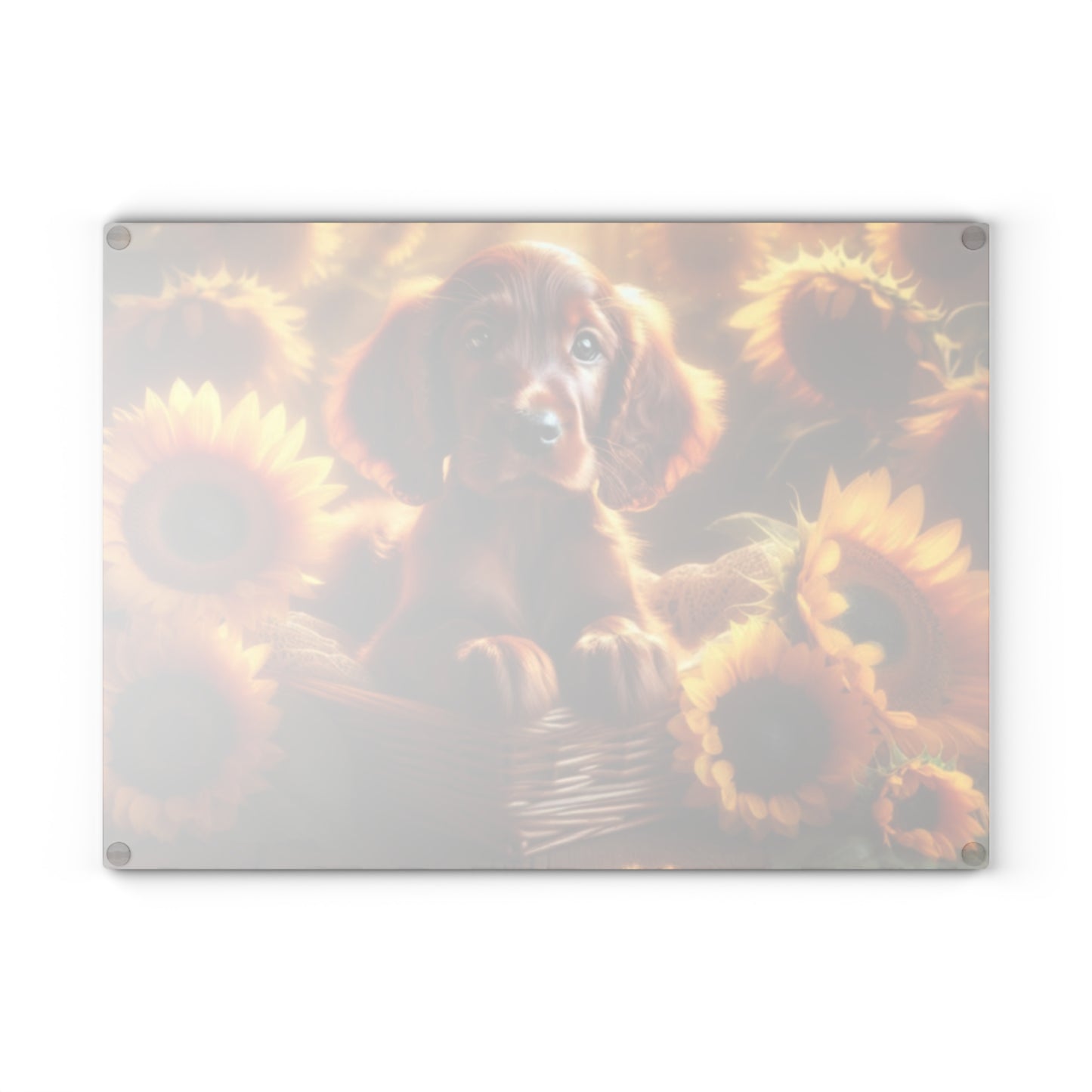 🐶🌻 Irish Setter Puppy & Sunflowers Cutting Board – Golden Glow Meets Puppy Charm