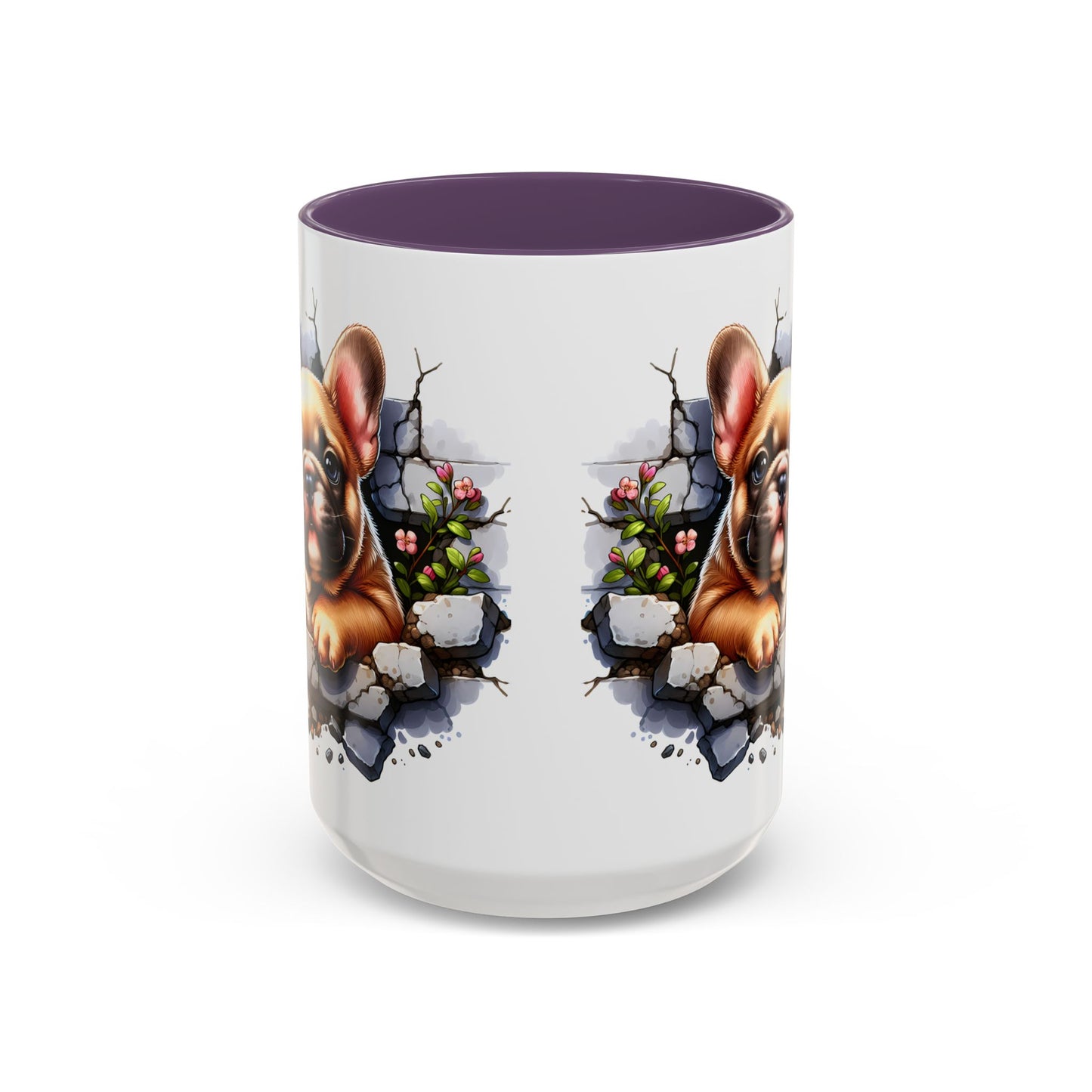 🐾☕ Tan French Bulldog Puppy Accent Mug – Sweet Peek-Through Pup Design ✨