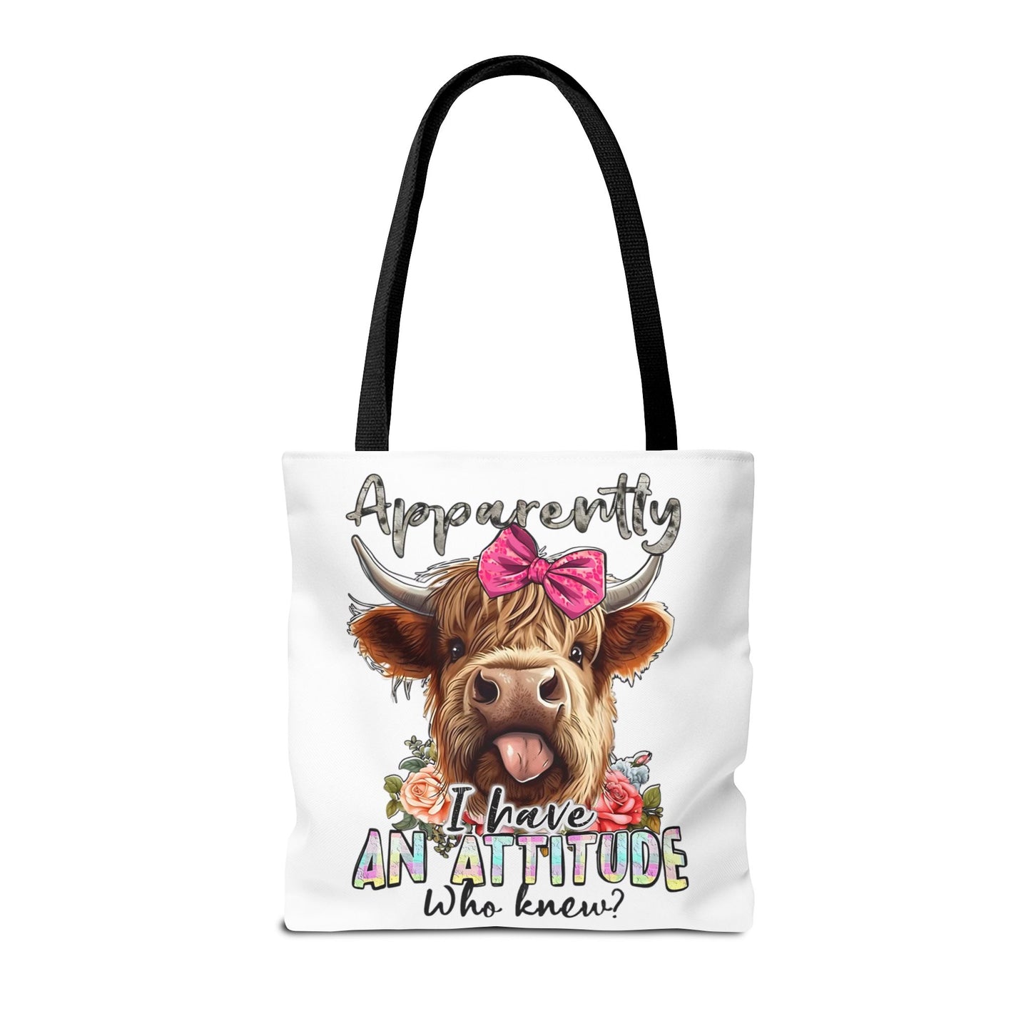 🐄 Al parecer, tengo actitud: bolso tote Sassy Cow con lazo rosa 🌸