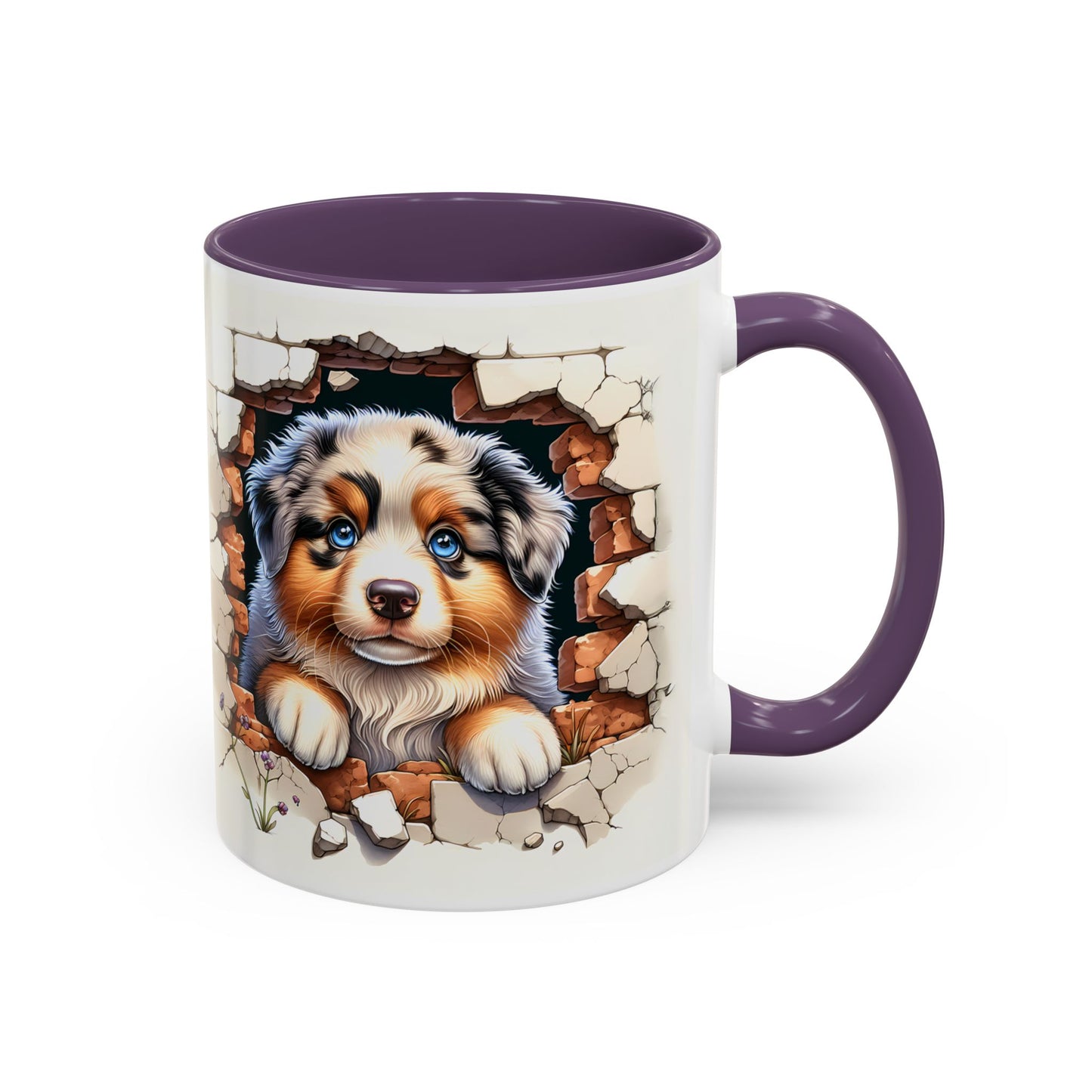 🐾☕ Australian Shepherd Puppy Peek Accent Mug – Blue-Eyed Beauty Dog Lover Gift ✨💙