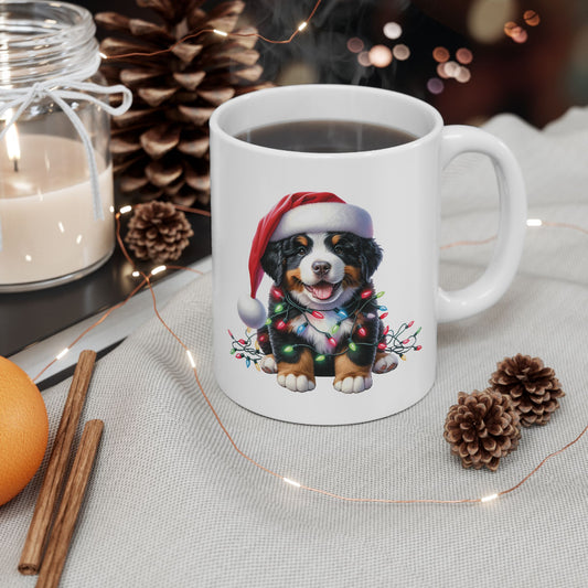 🎄 Bernese Mountain Dog Christmas Lights Mug – Cozy Charm for the Holidays 🐶
