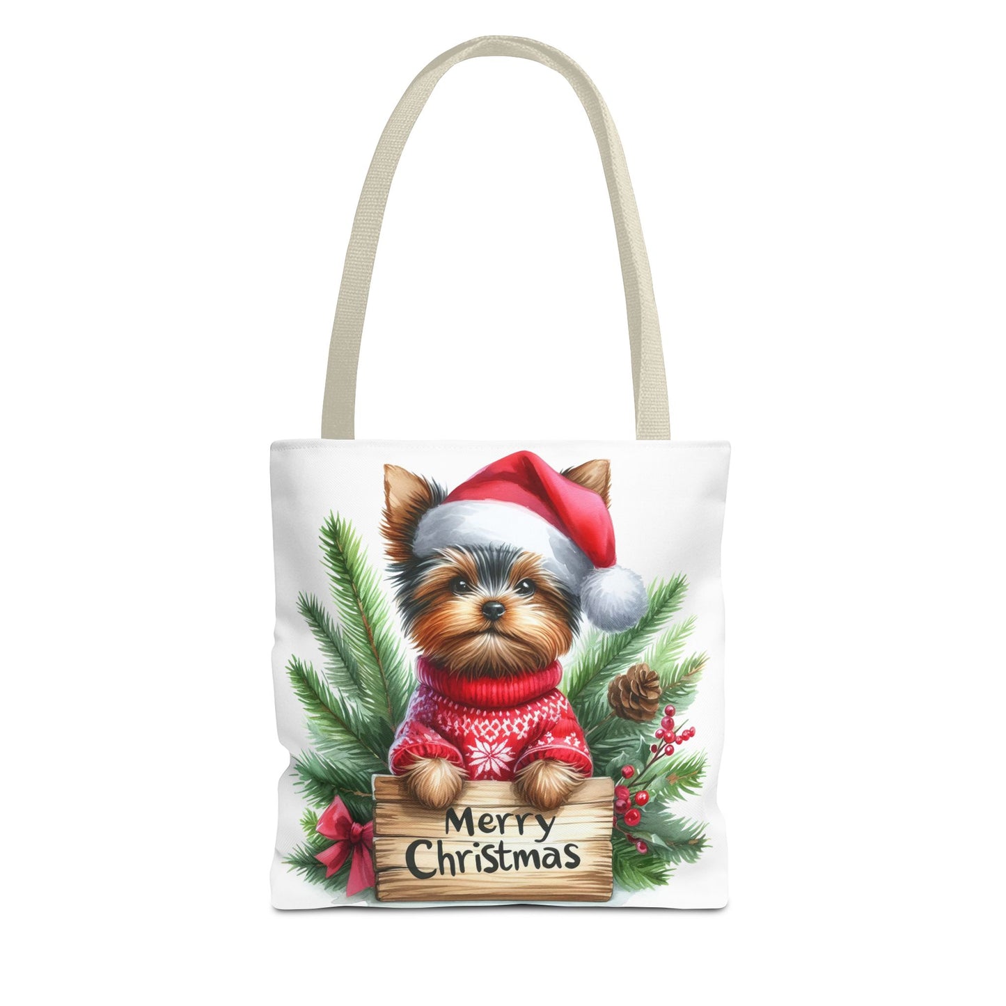 📦🐶 Yorkie Christmas Tote Bag – Tiny Terrier Holiday Charm in Every Carry 🎄