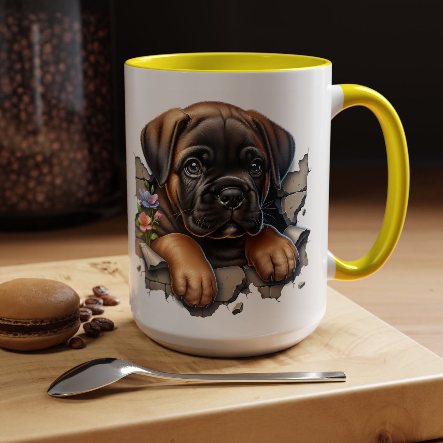 🧡 Boxer Puppy Accent Mug – Adorable Peek-Through Cup for Dog Lovers
