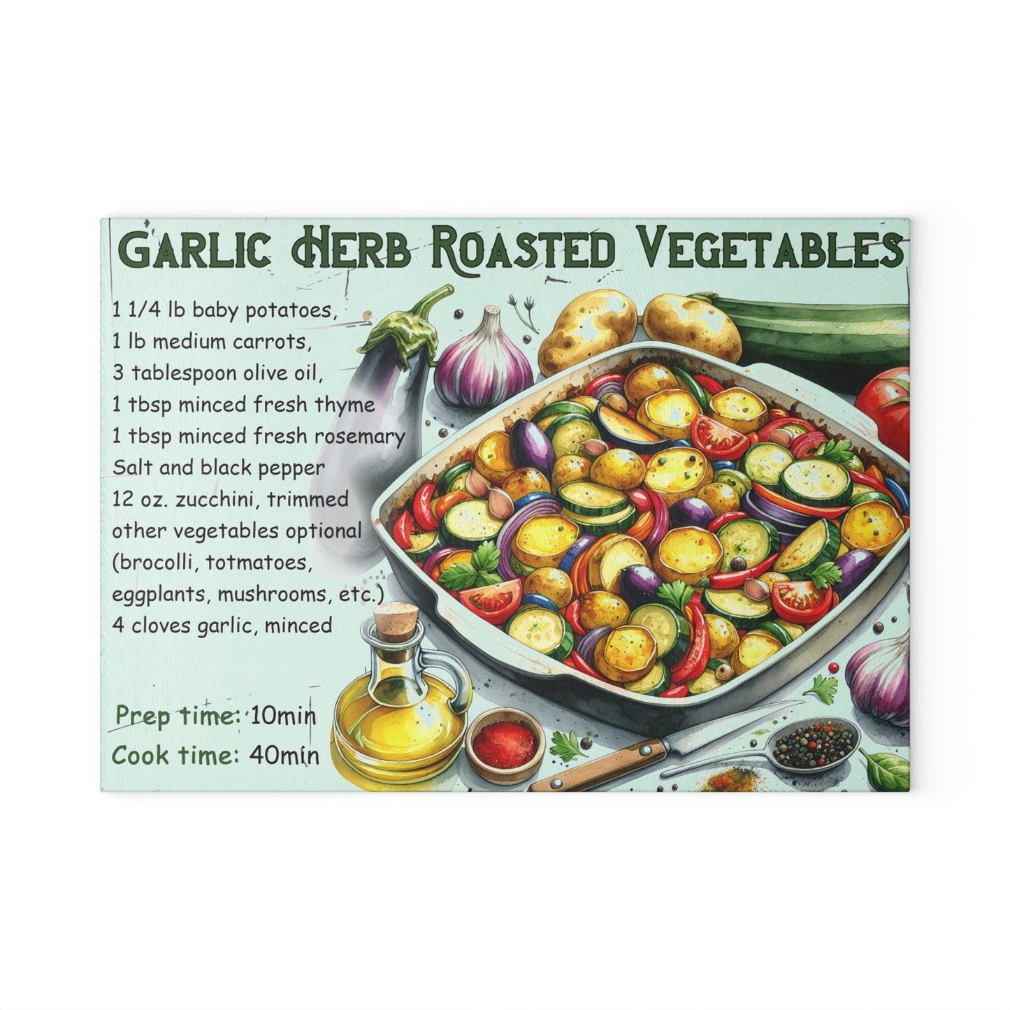 🥔🌿 Garlic Herb Roasted Vegetables Cutting Board – Flavorful Kitchen Art for Everyday Cooking 🍅