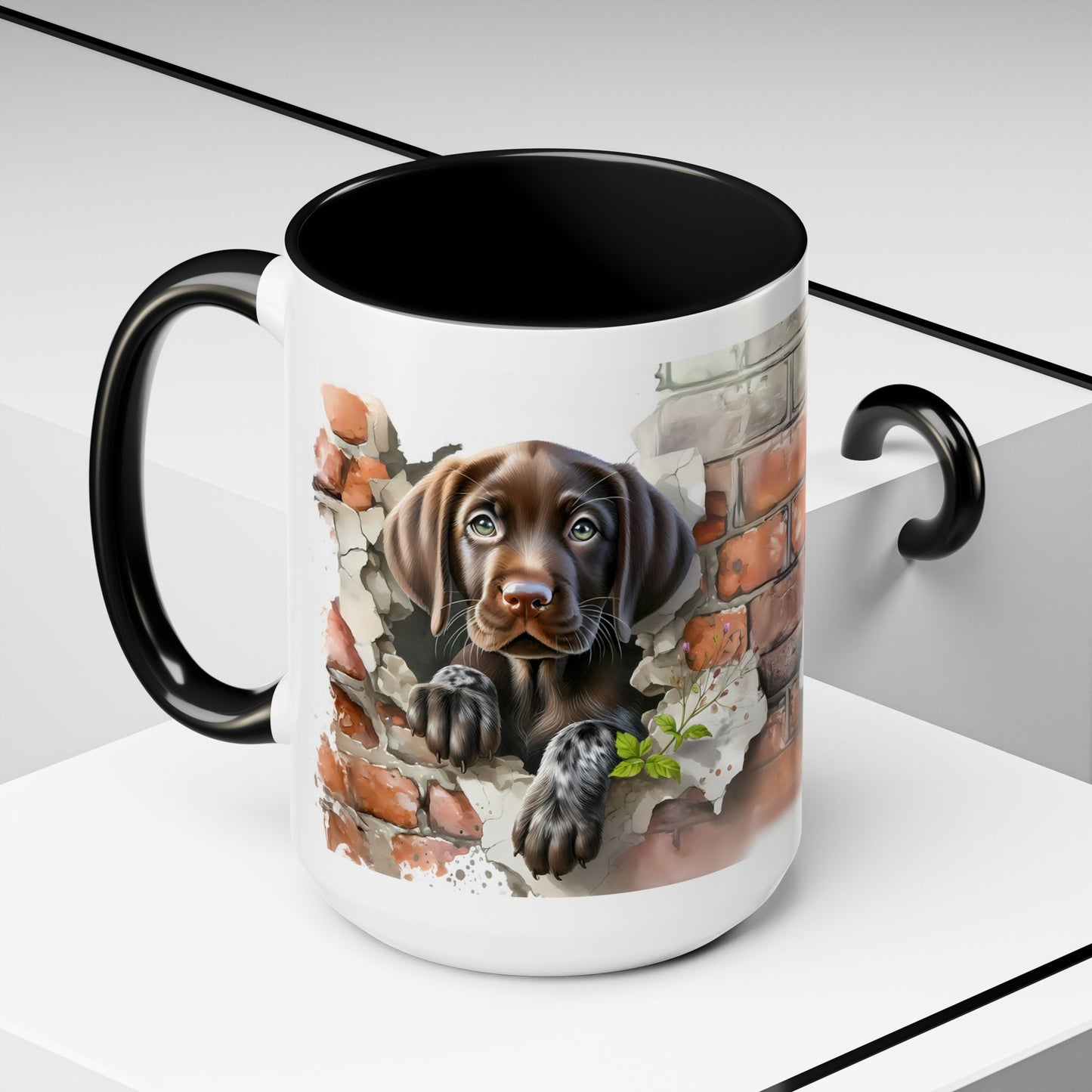 🐶🍫 Chocolate Lab Puppy Accent Mug – Sweet Brown Pup Coffee Cup ☕💛