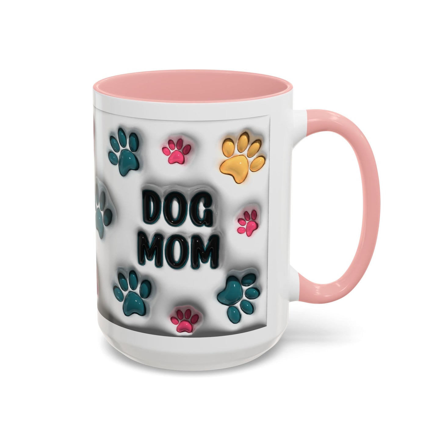 Dog Mom Accent Mug – Colorful Paw Print Cup for Proud Pet Parents