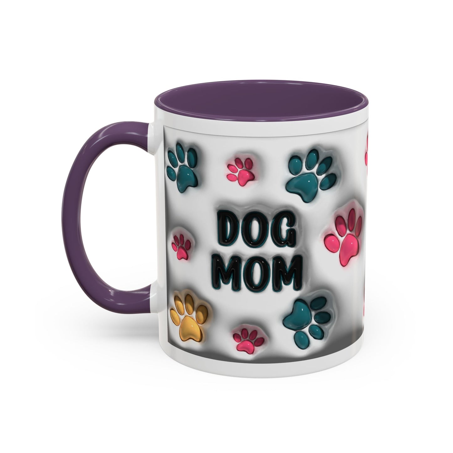 Dog Mom Accent Mug – Colorful Paw Print Cup for Proud Pet Parents