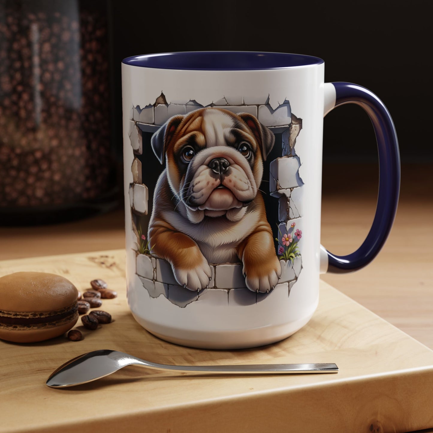 🐶☕ English Bulldog Puppy Accent Mug – Adorable Breakthrough Pup Design ✨rs (11/15oz)
