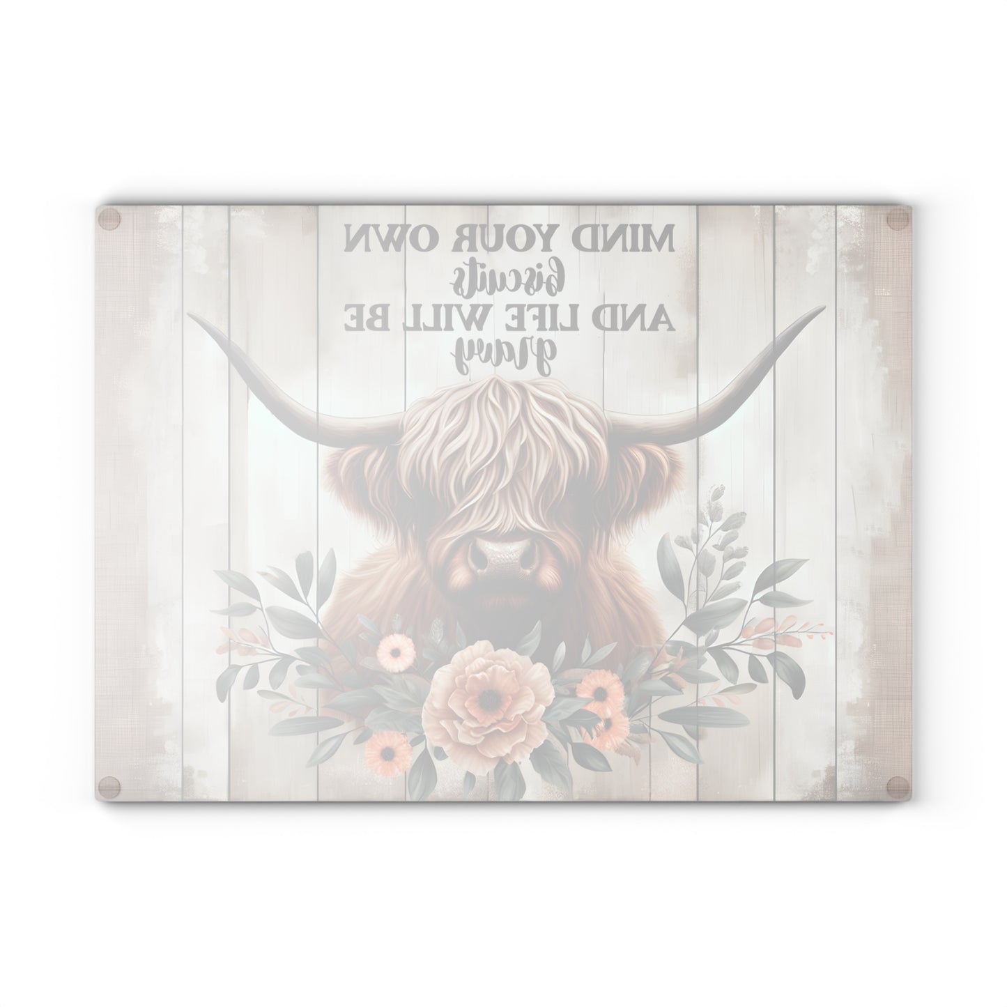 🐄 “Mind Your Own Biscuits” Cutting Board – Sass, Southern Charm & Farmhouse Fun