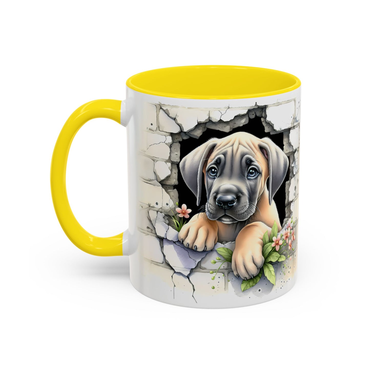 🐾 Great Dane Puppy Accent Mug – Sweet Peek-Through Puppy Design ☕💛