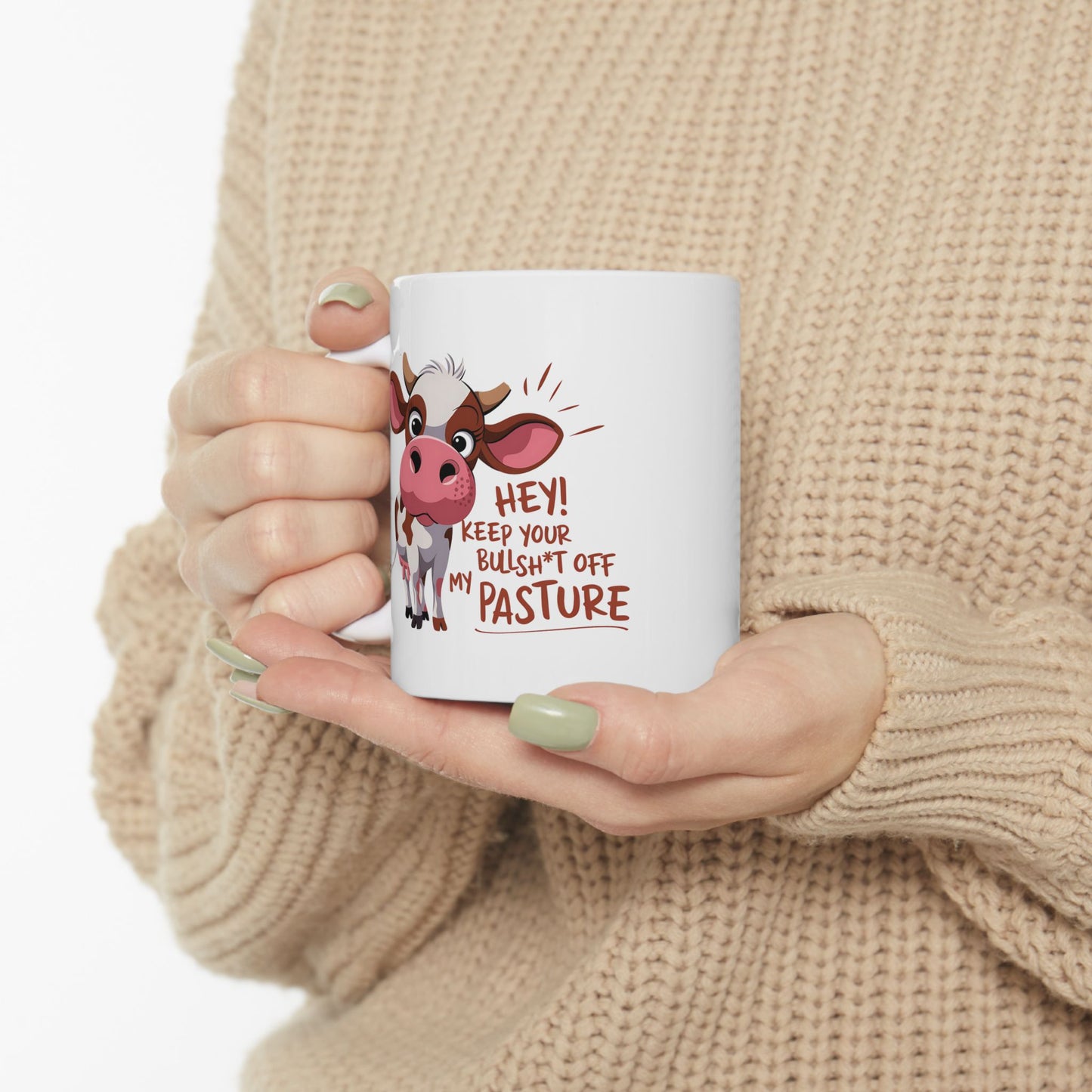 🐮 ¡Mantén tus tonterías lejos de mi pasto! – Taza divertida de vaca para almas atrevidas ☕