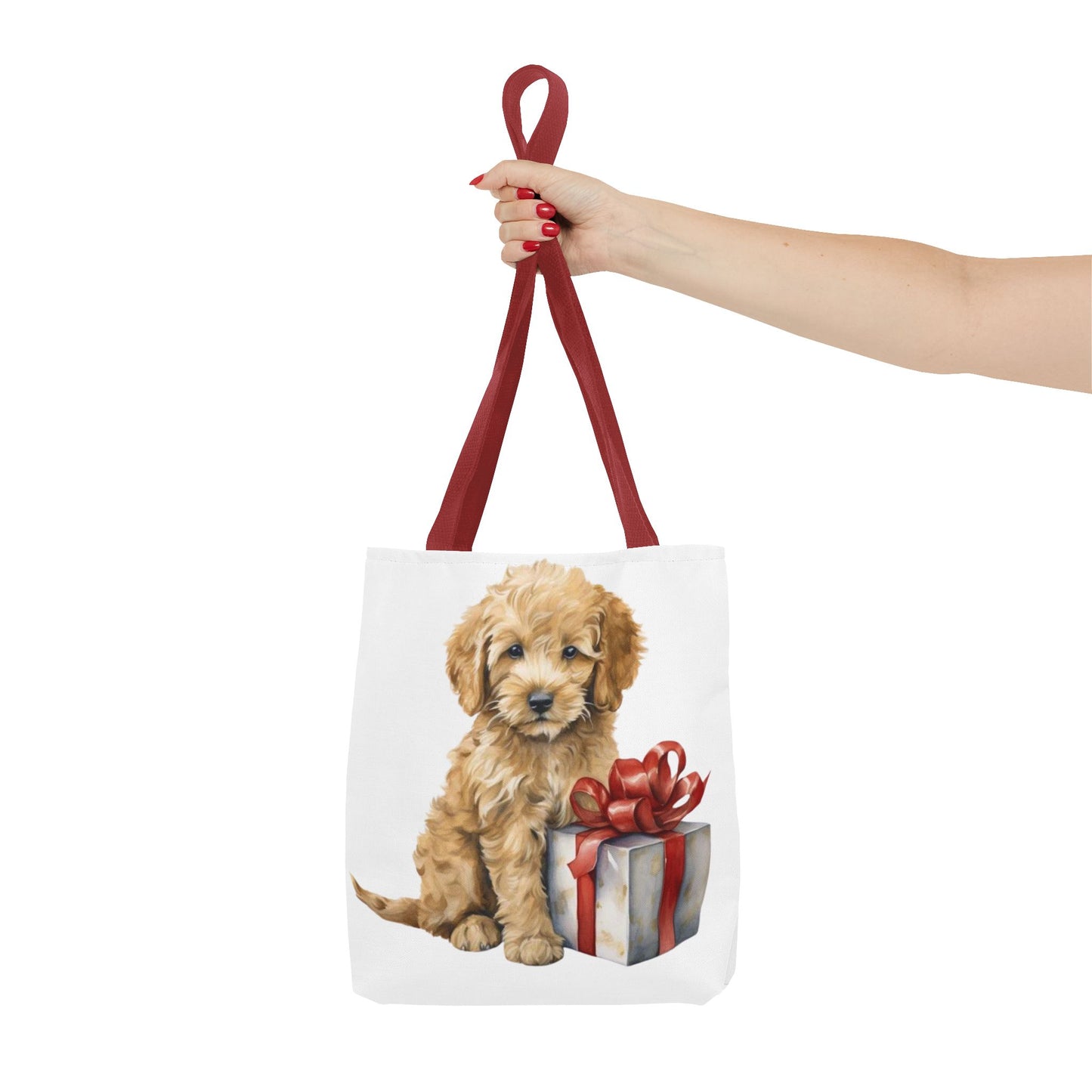 🎁 Goldendoodle Puppy Tote Bag – Sweet & Snuggly Holiday Charm for Dog Lovers 🐶