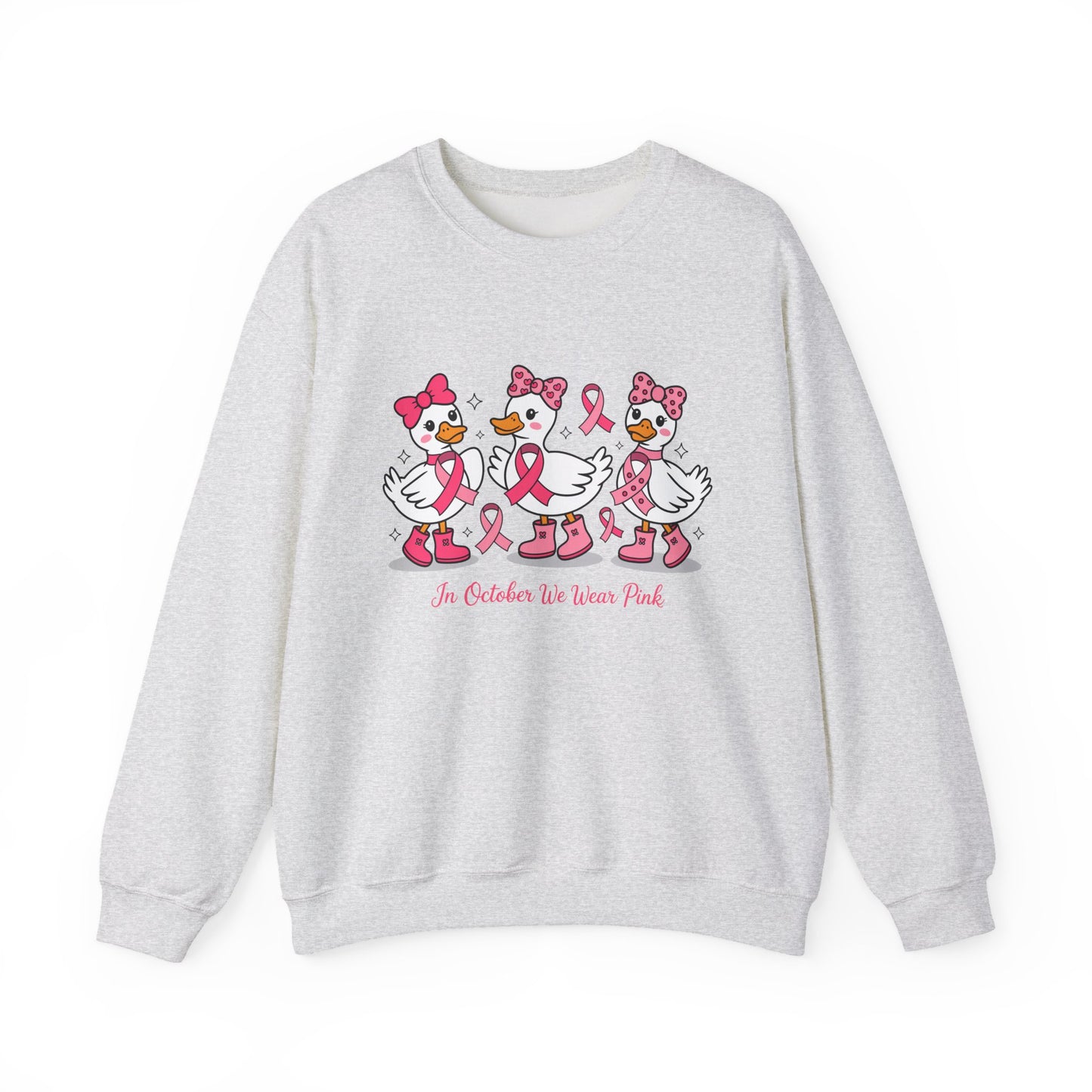 🎀🦆 In October We Wear Pink Duck Sweatshirt – Cute & Courageous Support 💗