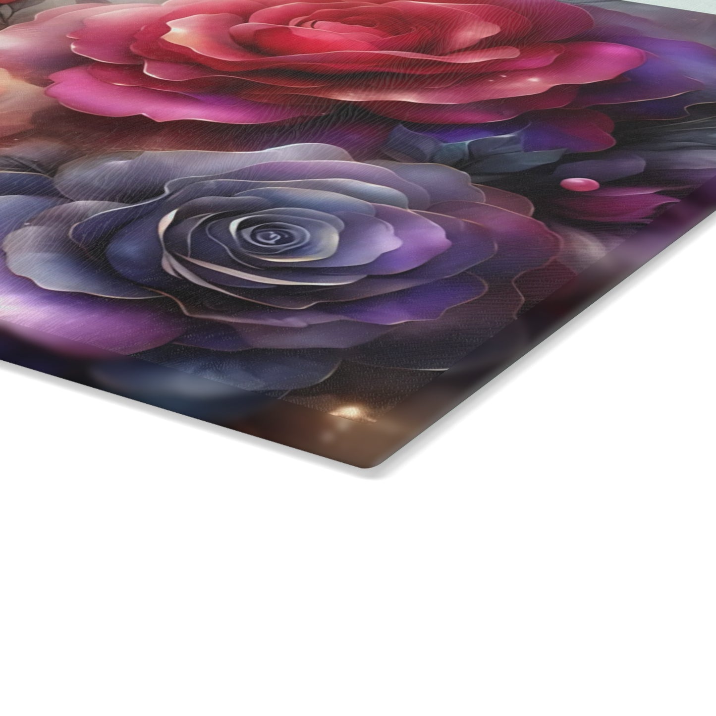 Tabla de cortar de vidrio templado con rosas elegantes: decoración floral para la cocina, regalo único, tabla de cortar de vidrio, tabla para charcutería, tabla de cortar personalizada, flores