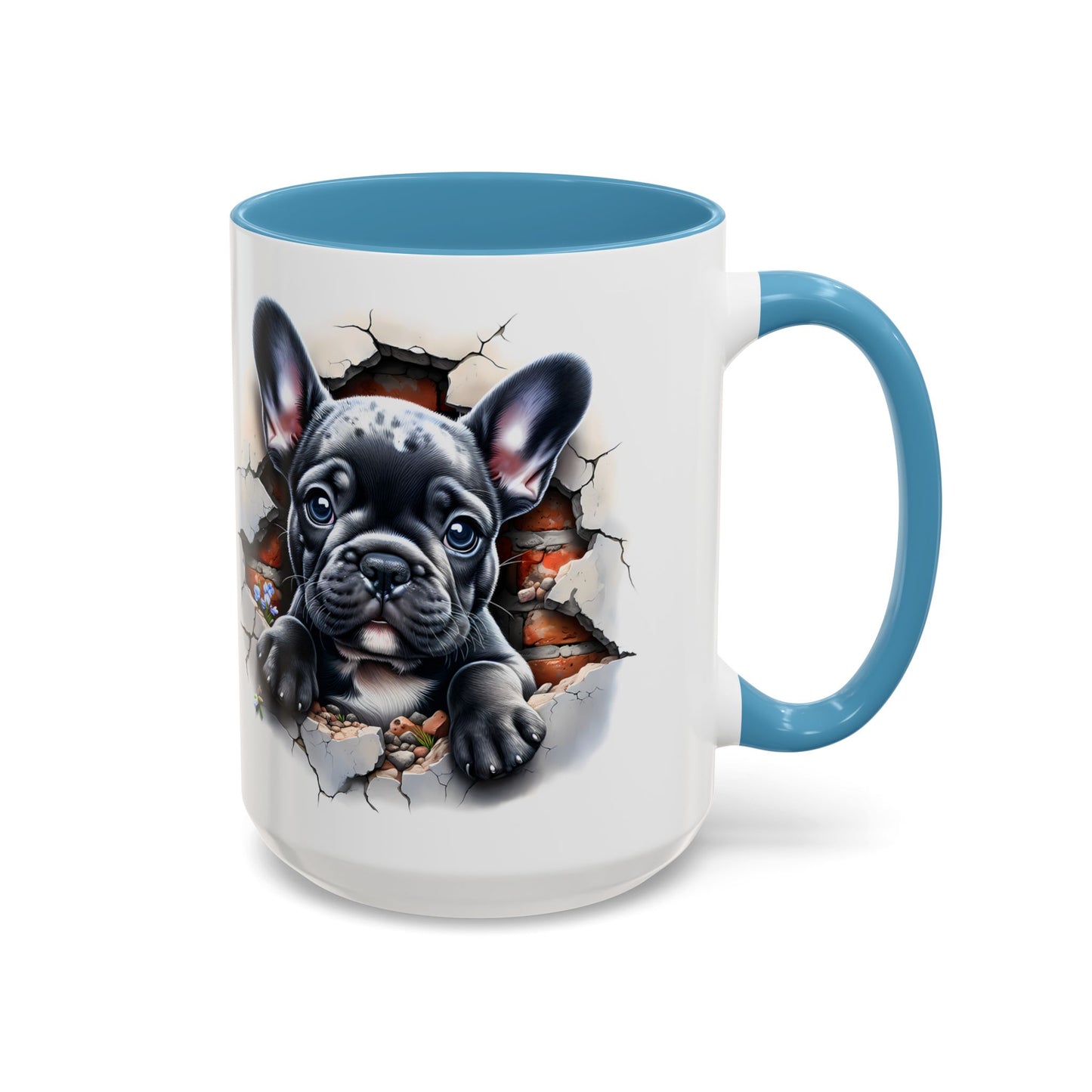 🐾🖤 Black French Bulldog Puppy Accent Mug – Cute Peek-Through Cup for Dog Lovers ☕✨