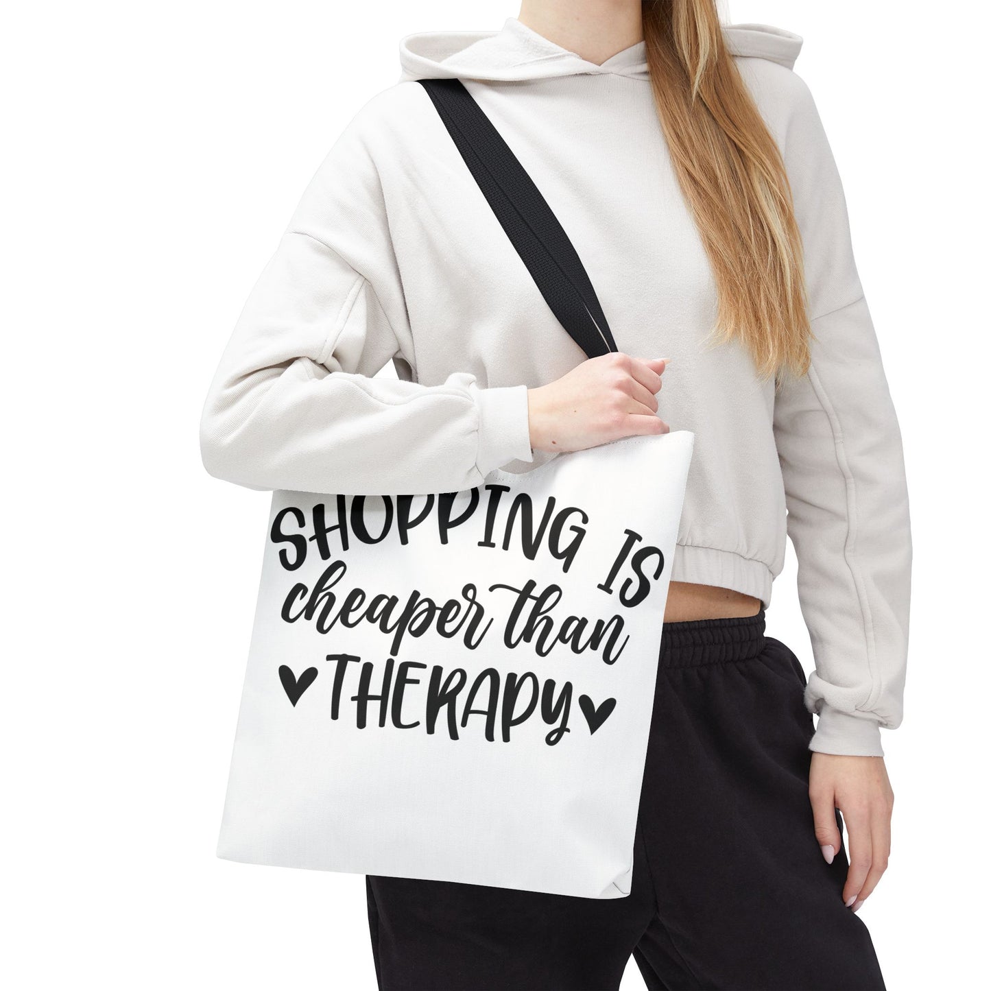 🛍️ Shopping Is Cheaper Than Therapy Tote Bag – Fun & Stylish Everyday Carry ❤️