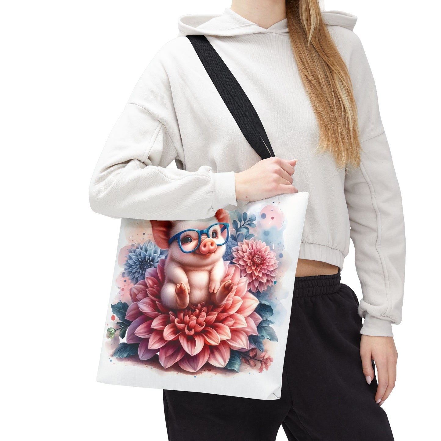 🐷 Floral Piglet Tote Bag – Cute, Whimsical & Practical 🌸