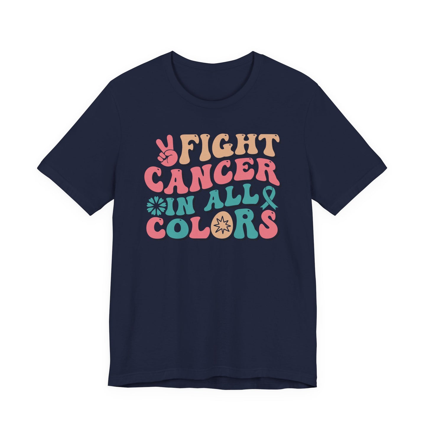 🌈✊ Fight Cancer in All Colors T-Shirt – Bold Retro Awareness Tee for Every Ribbon 🎗️
