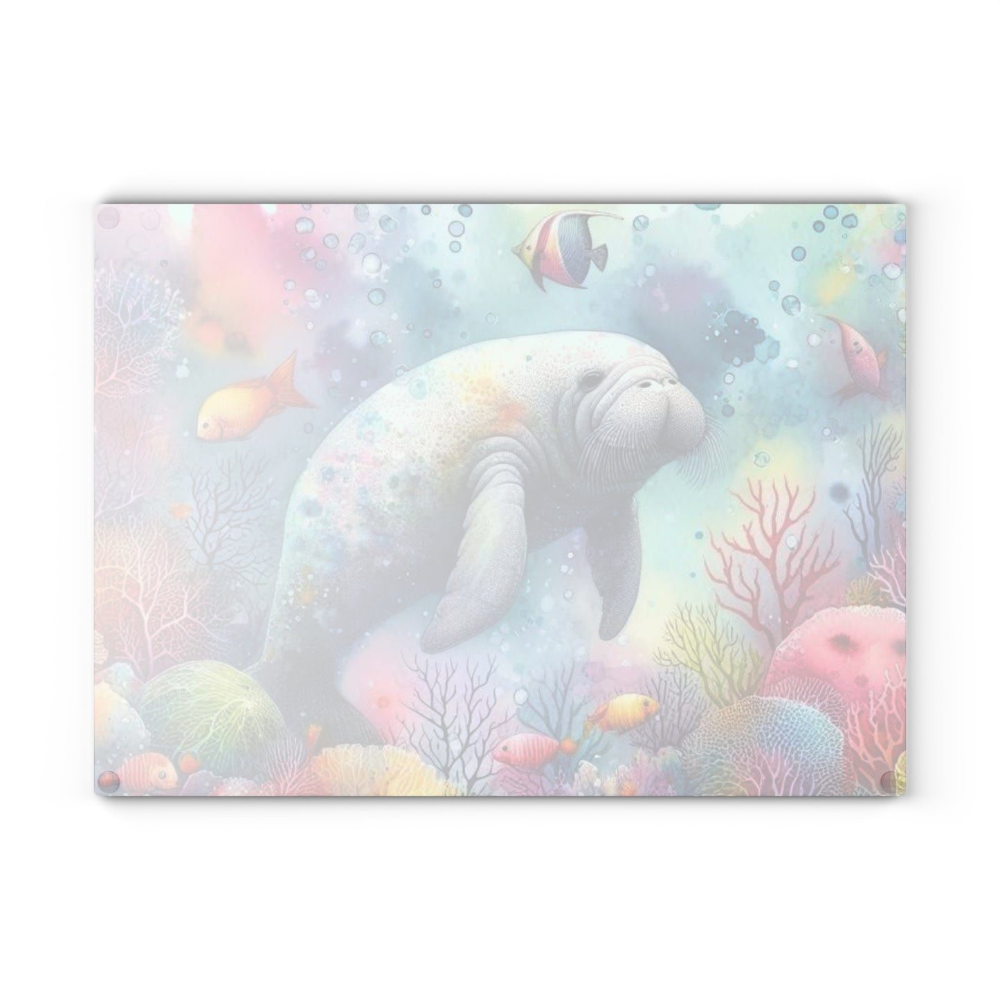 Tabla de cortar de manatí, vidrio texturizado, decoración de cocina de primavera de Florida, regalo para el hogar costero, inauguración de la casa en la playa, amante de los manatíes, arte marino, náutico