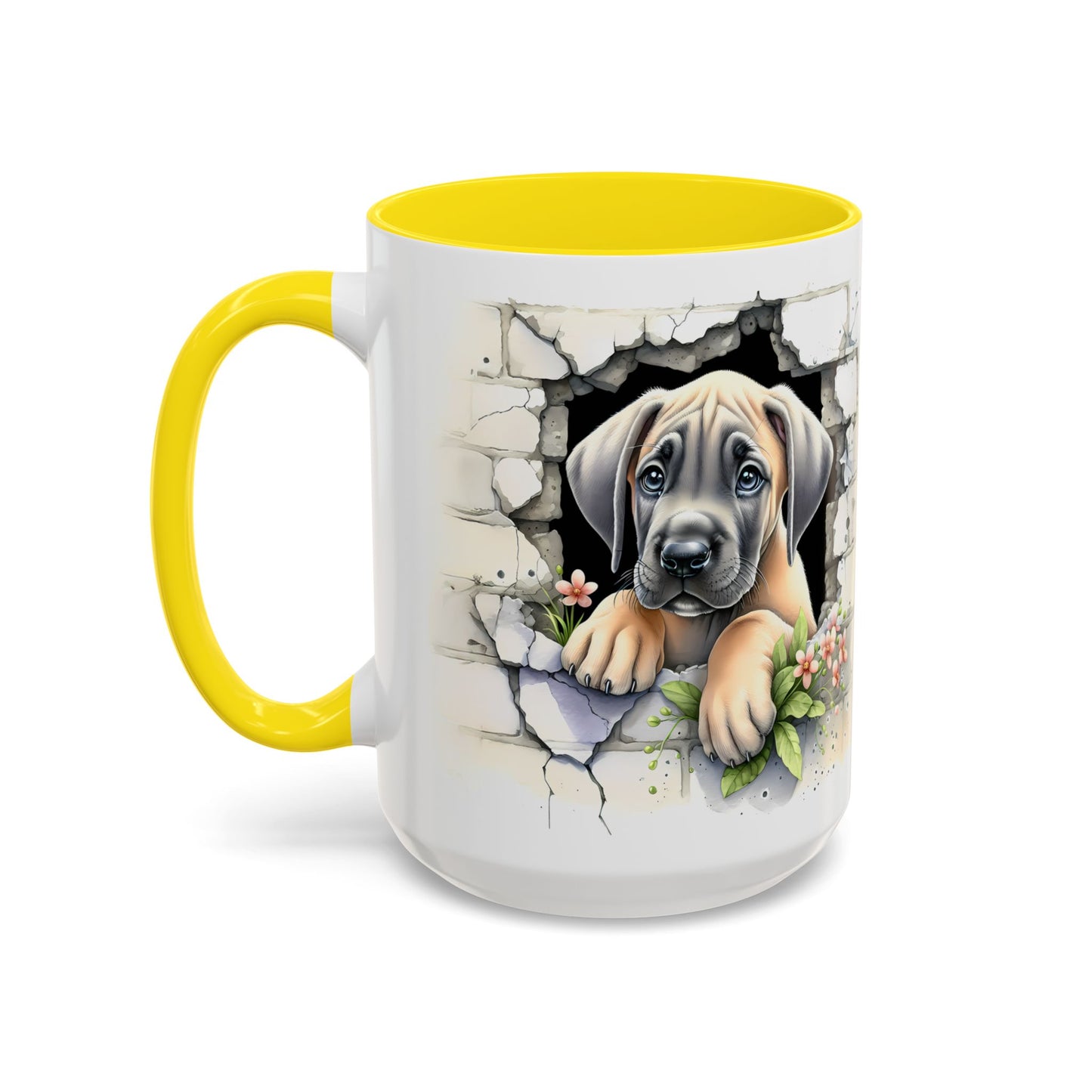 🐾 Great Dane Puppy Accent Mug – Sweet Peek-Through Puppy Design ☕💛