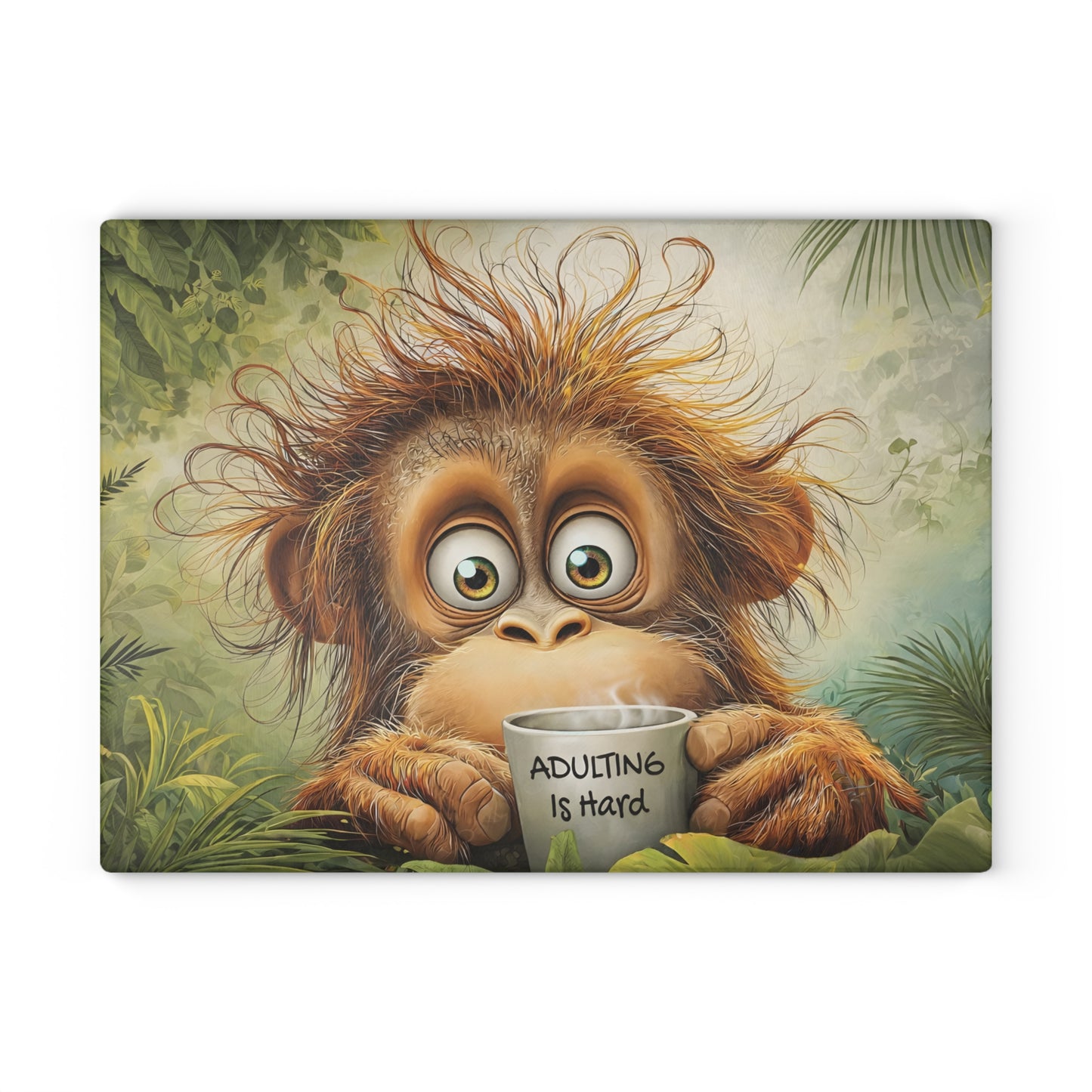 Adulting Is Hard Monkey Glass Cutting Board – Funny Kitchen Art