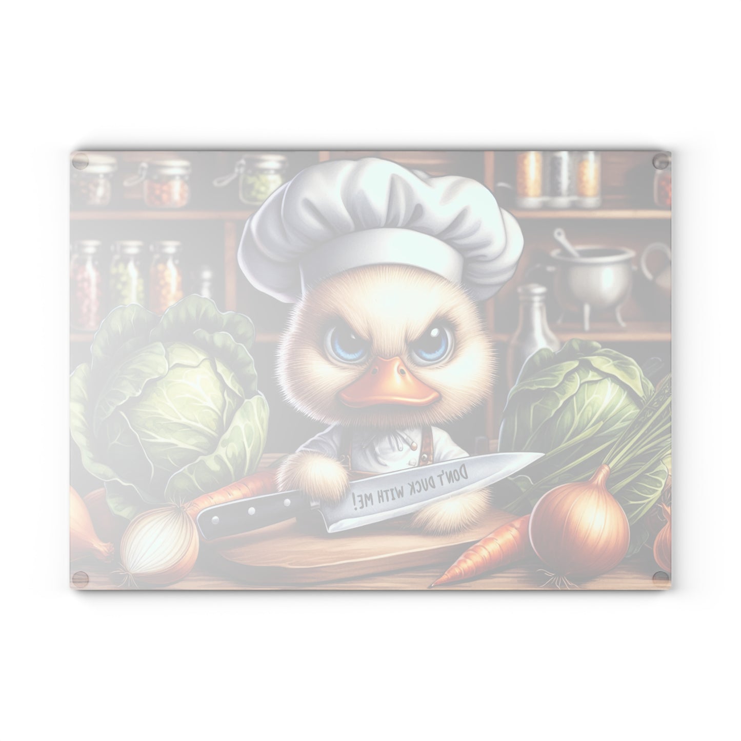 Don’t Duck With Me Glass Cutting Board – Funny Duck Chef Kitchen Art Display