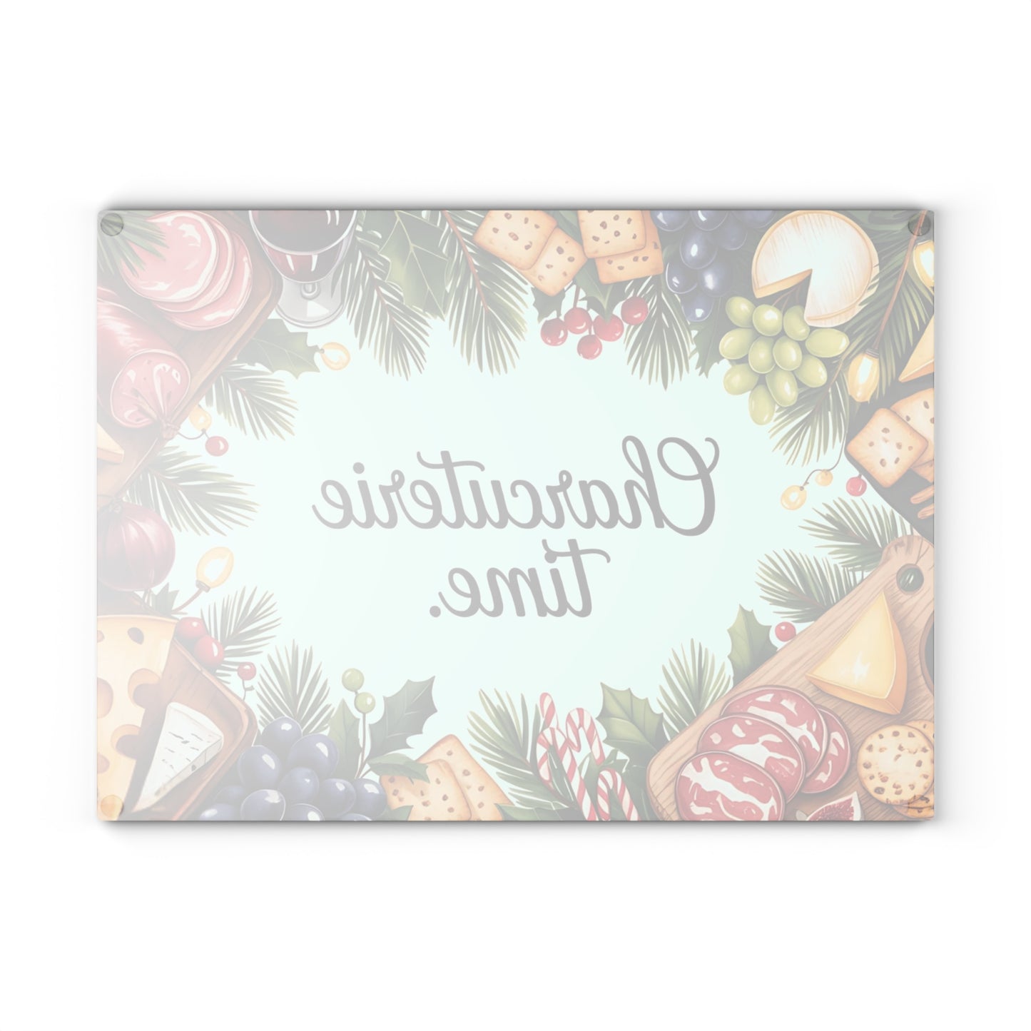 🧀🍇 “Snack Board Time” Glass Cutting Board – Festive Spread Vibes for Your Kitchen