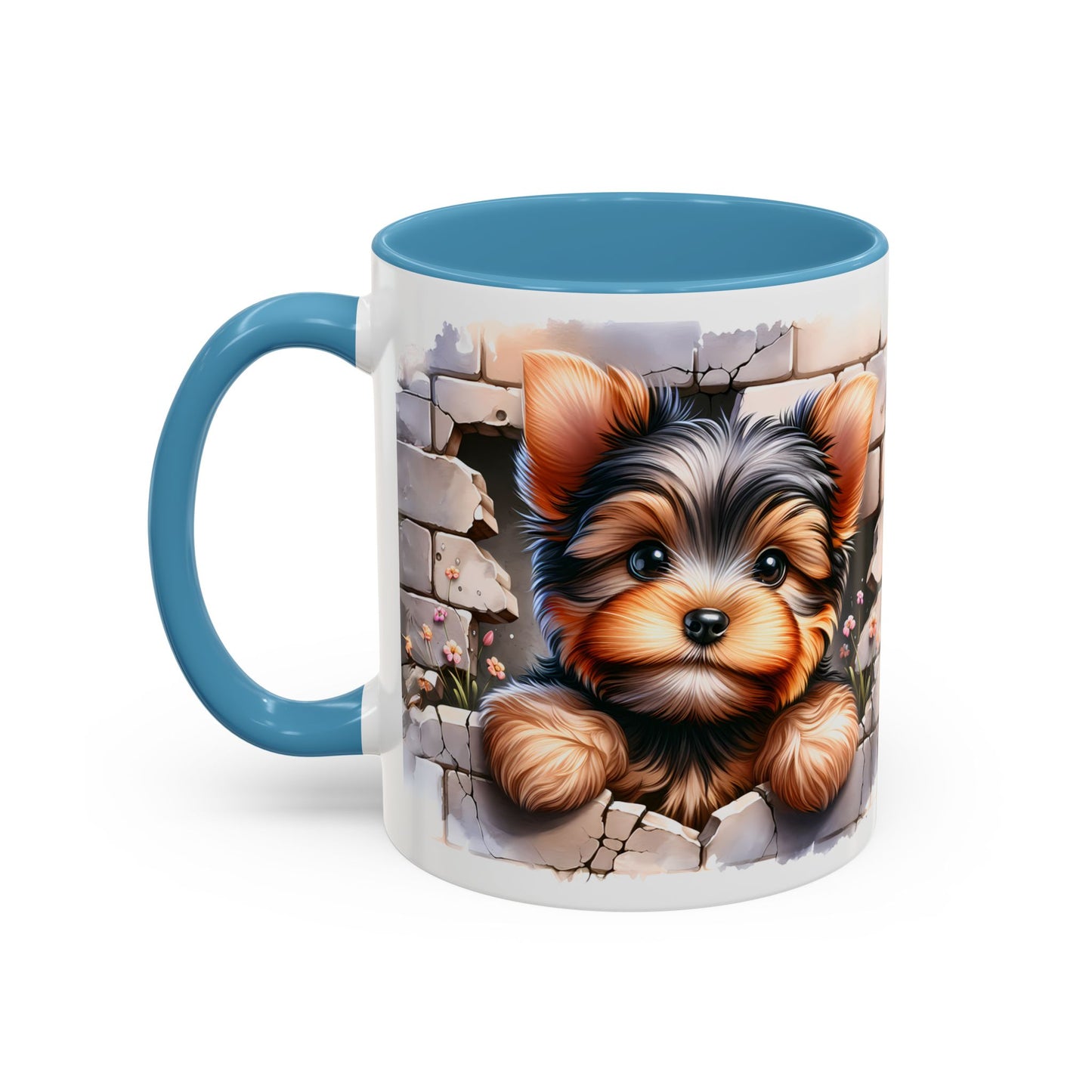 🎀🐶 Yorkie Puppy Accent Mug – Cute Peek-Through Dog Design for Animal Lovers ☕💖