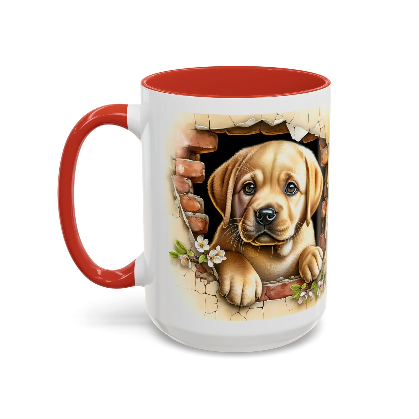 🐶☕ Labrador Puppy Peek Accent Mug – Sweet Yellow Lab Lover Gift ✨💛