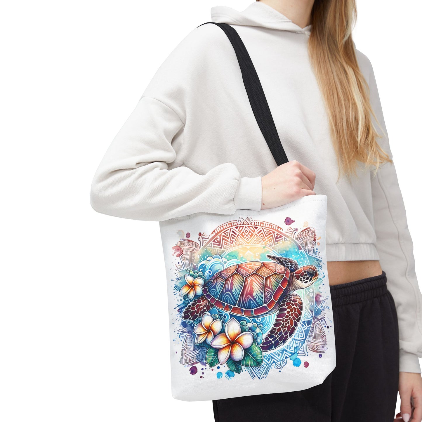 🐢 Vibrant Tribal Sea Turtle Tote Bag – Ocean Beauty Meets Island Vibes 🌊👜
