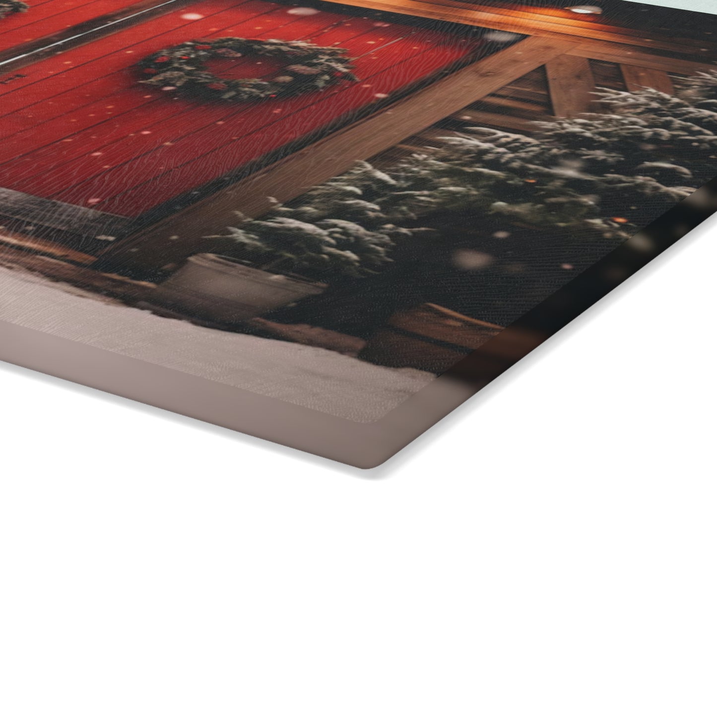🎄 Rustic Red Barn Christmas Cutting Board – Cozy Country Charm for the Holidays 🎁