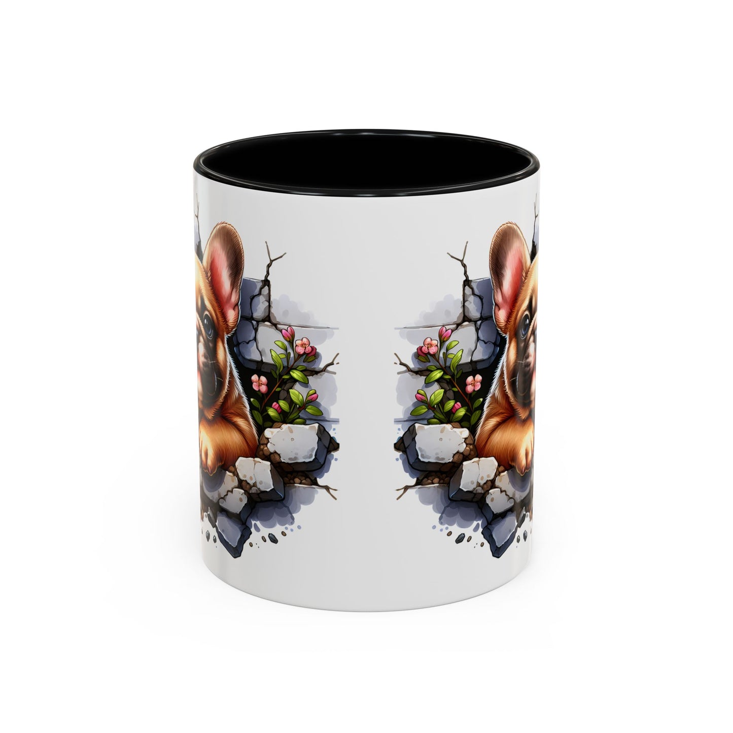 🐾☕ Tan French Bulldog Puppy Accent Mug – Sweet Peek-Through Pup Design ✨
