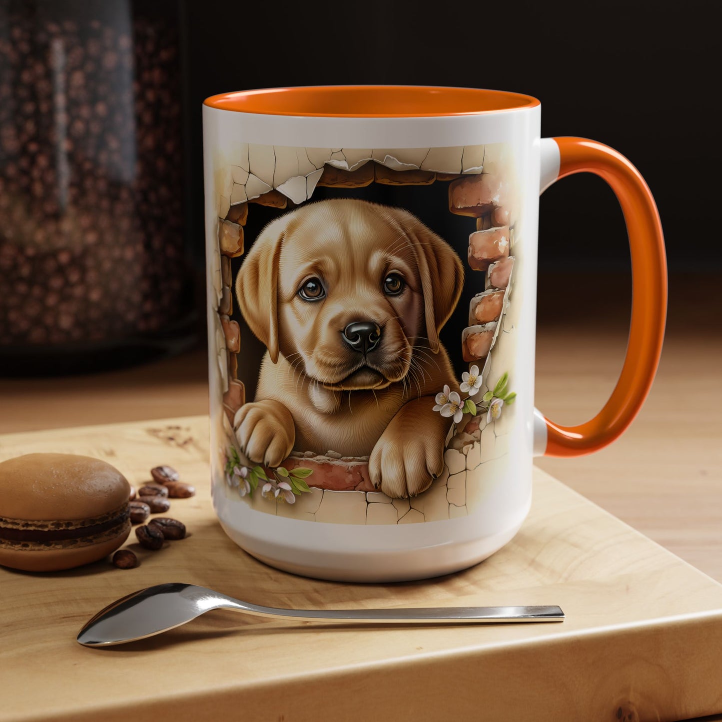 🐶☕ Labrador Puppy Peek Accent Mug – Sweet Yellow Lab Lover Gift ✨💛