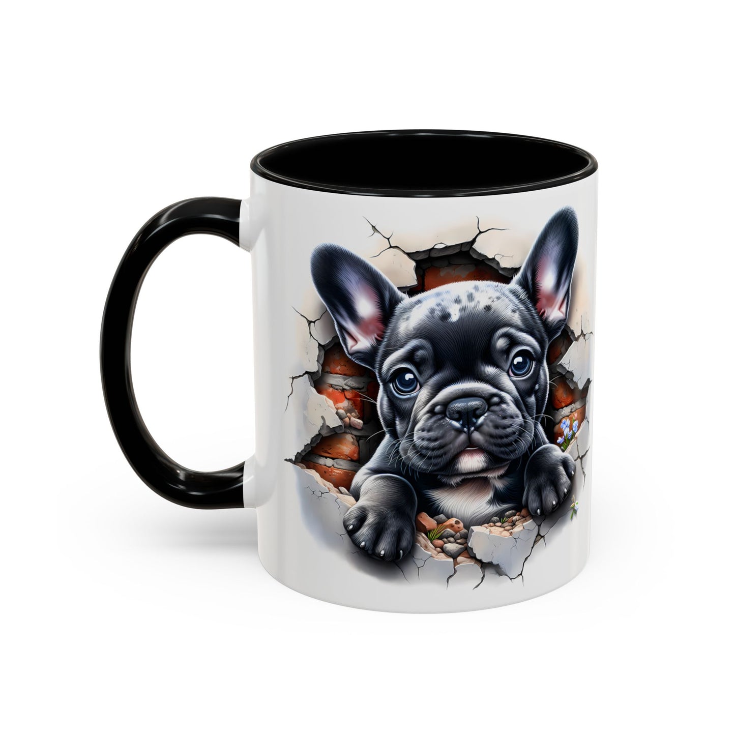 🐾🖤 Black French Bulldog Puppy Accent Mug – Cute Peek-Through Cup for Dog Lovers ☕✨