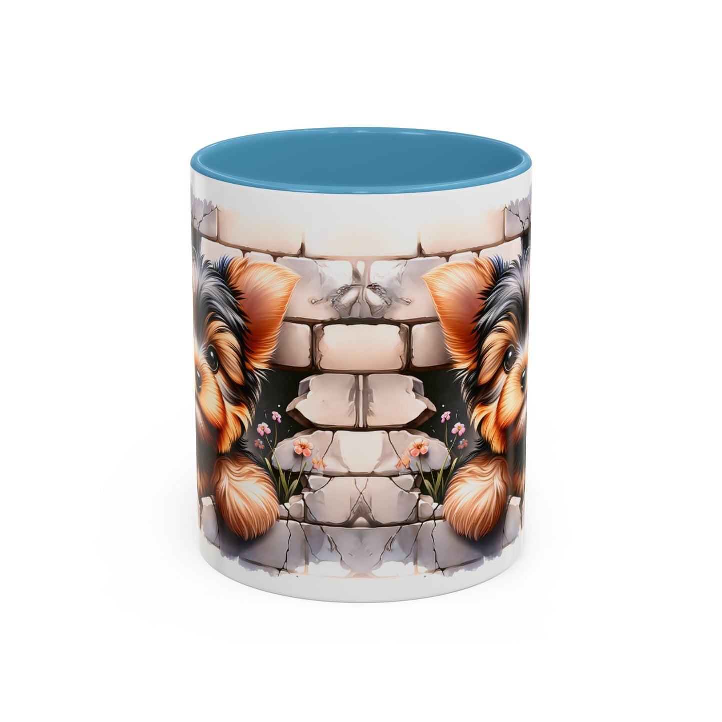 🎀🐶 Yorkie Puppy Accent Mug – Cute Peek-Through Dog Design for Animal Lovers ☕💖