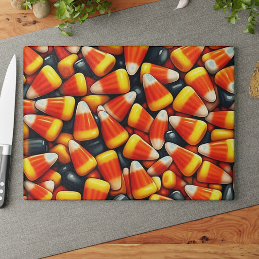 🎃🍬 Candy Corn Chaos Cutting Board – Sweet Halloween Fun for Your Kitchen 🕸️👻
