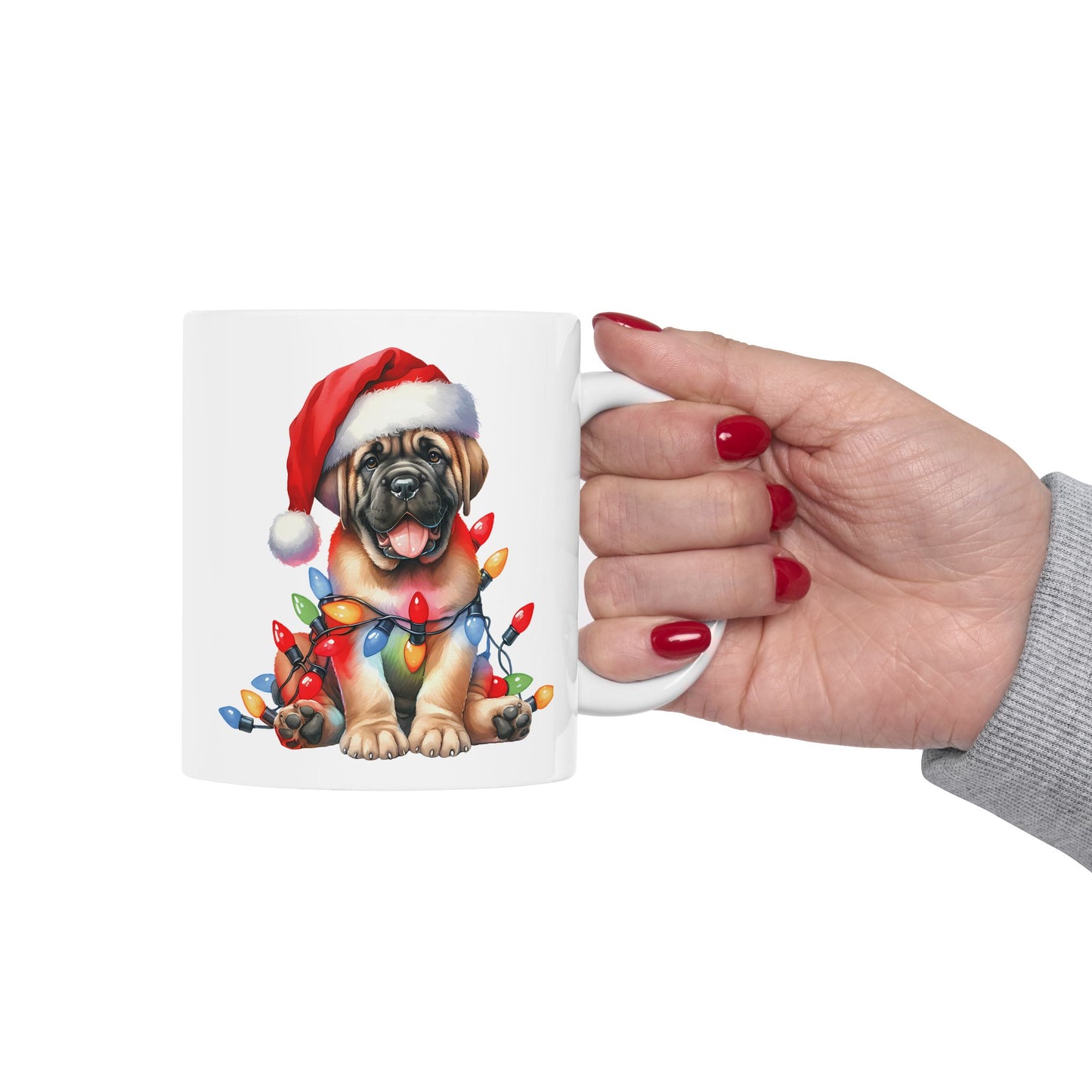 🎄 Mastiff Christmas Mug – Holiday Cheer with a Big-Hearted Pup 🐾