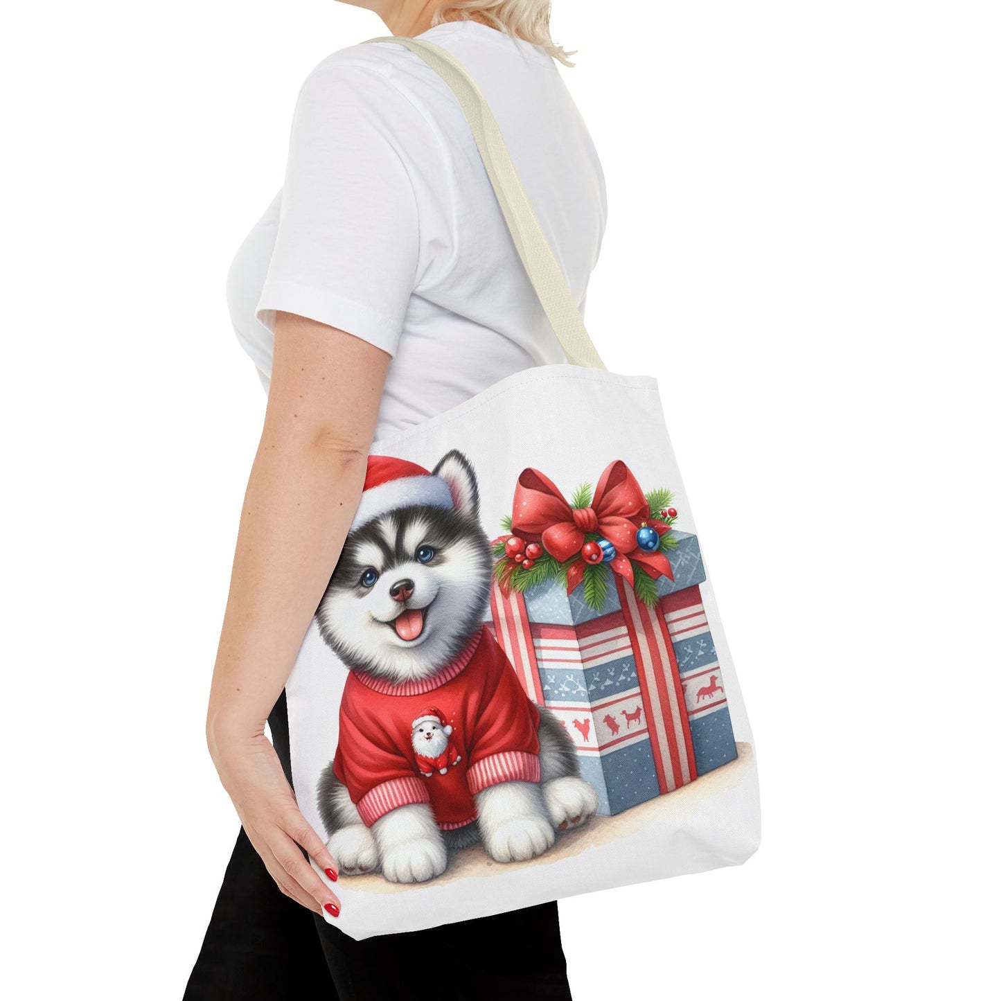 🎁 Christmas Husky Tote Bag – Festive Pup & Holiday Cheer in Every Carry 🎄