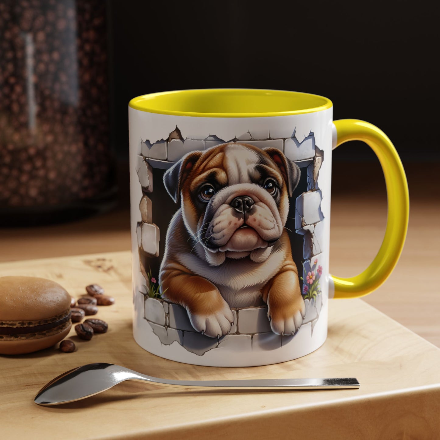 🐶☕ English Bulldog Puppy Accent Mug – Adorable Breakthrough Pup Design ✨rs (11/15oz)