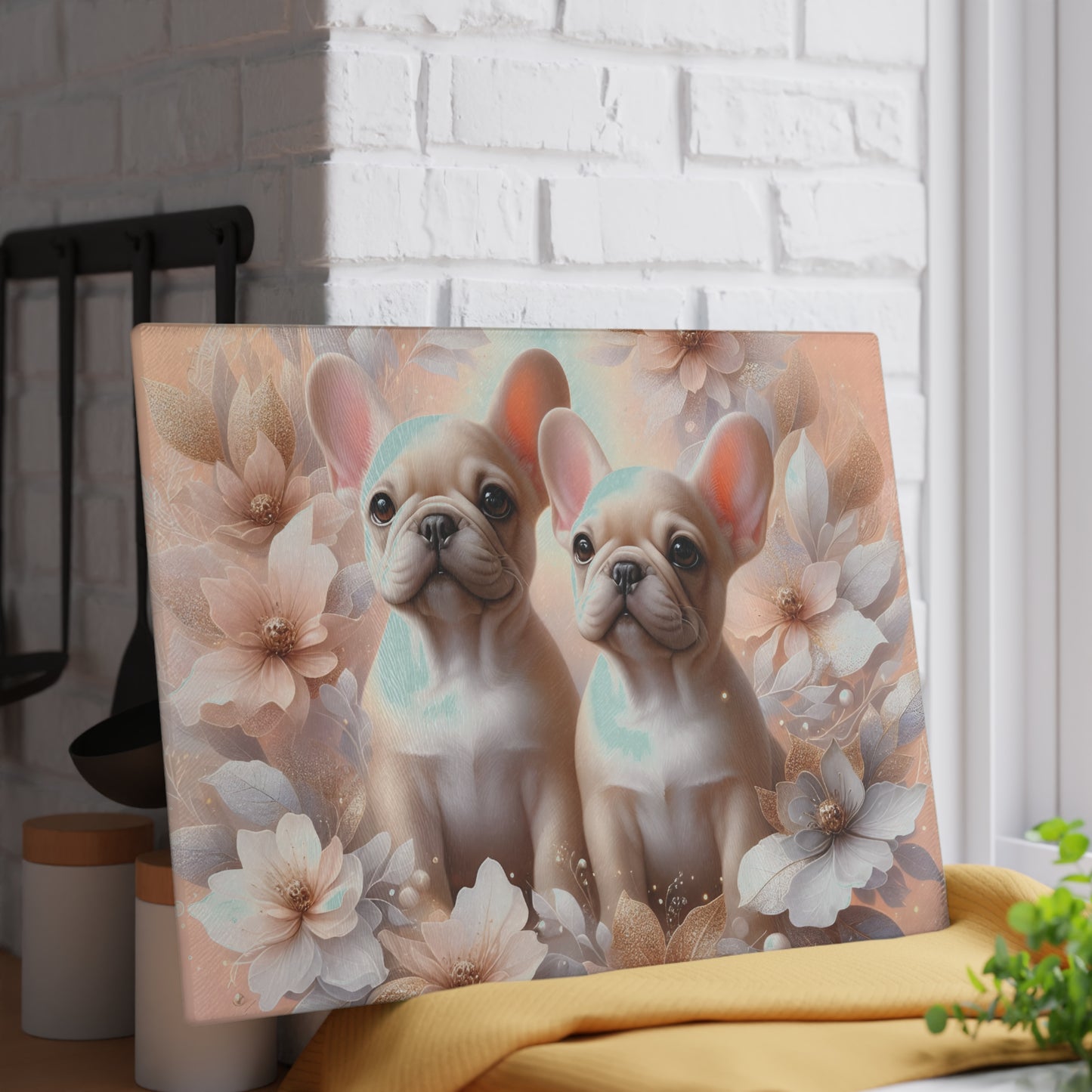 🐾 Elegant French Bulldog Floral Cutting Board – Chic Style for Dog Lovers 🌸
