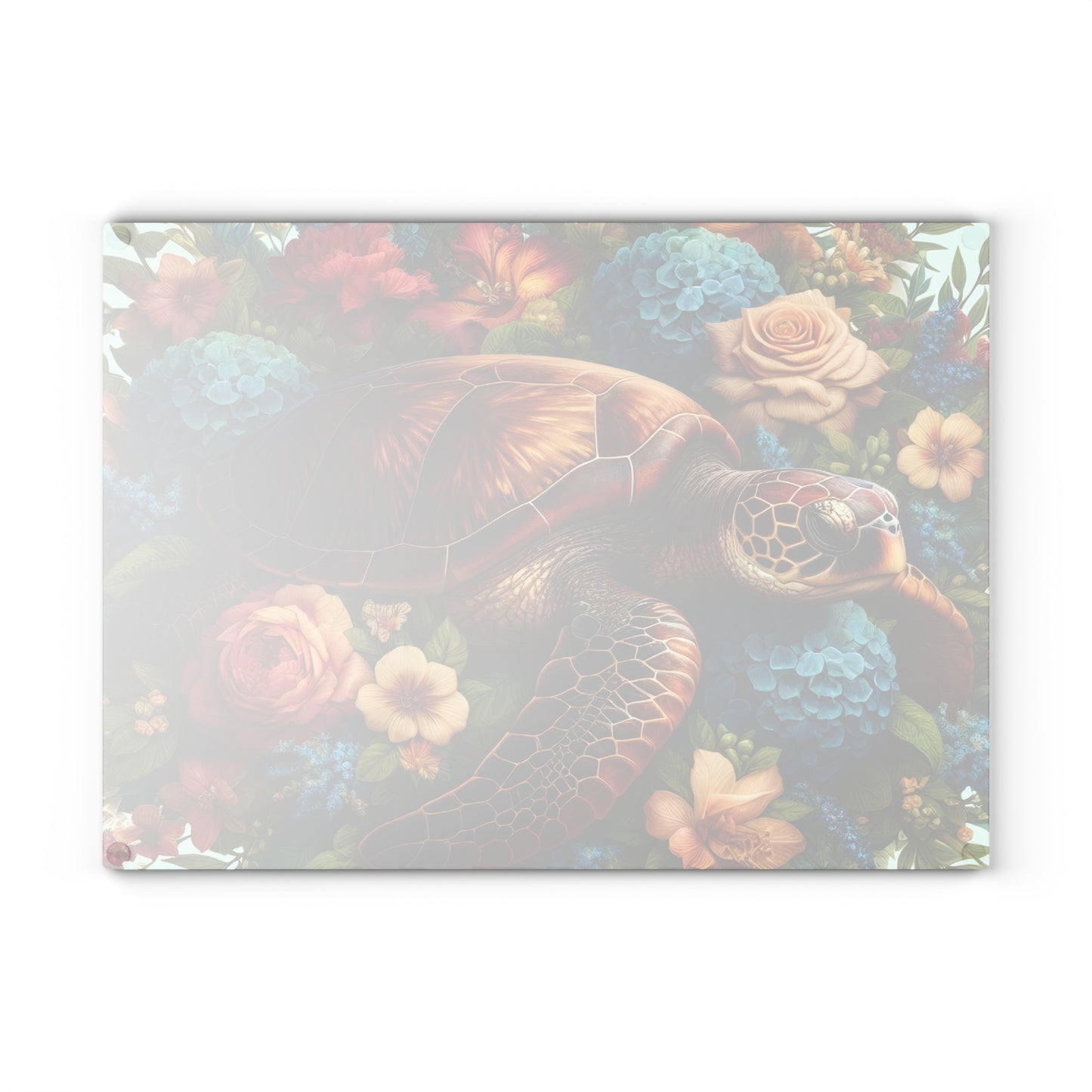 🐢🌺 Sea Turtle in Bloom Cutting Board – Ocean Serenity Meets Garden Elegance 🌊