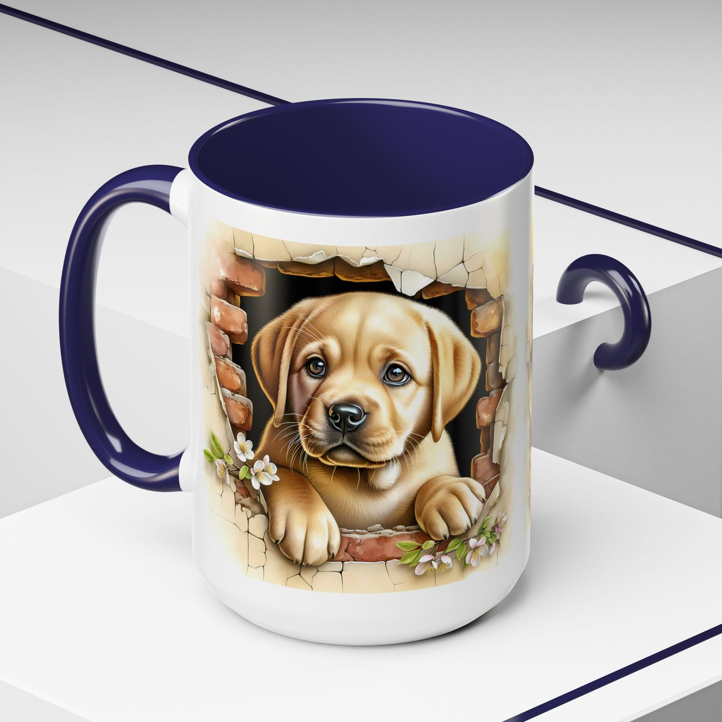 🐶☕ Labrador Puppy Peek Accent Mug – Sweet Yellow Lab Lover Gift ✨💛