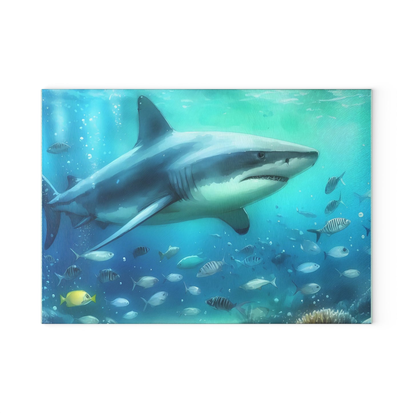 Shark kitchen decor, ocean theme cutting board, shark gift idea, shark lover gift, shark-themed gift, unique cutting board