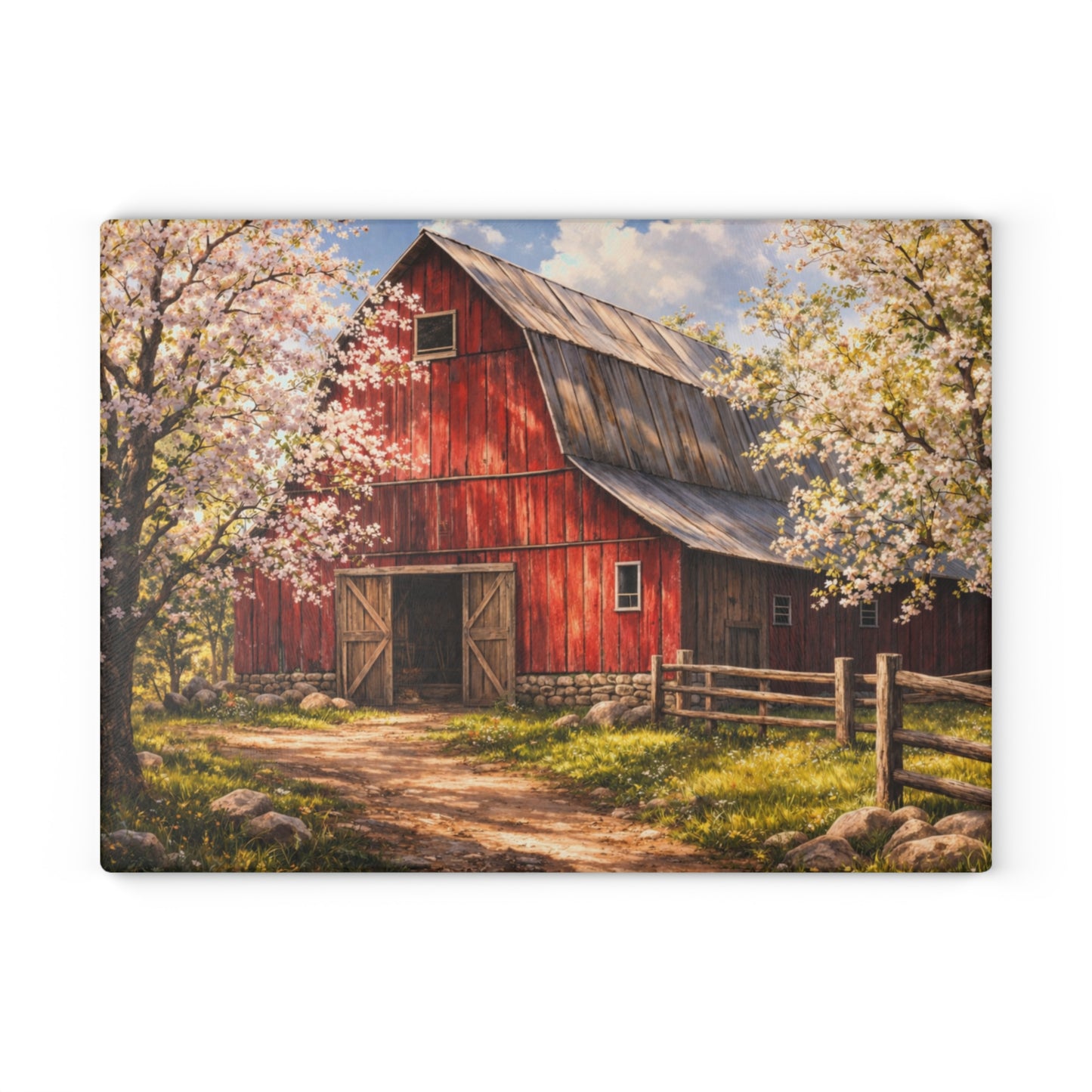 Red Spring Barn Blossom Glass Cutting Board