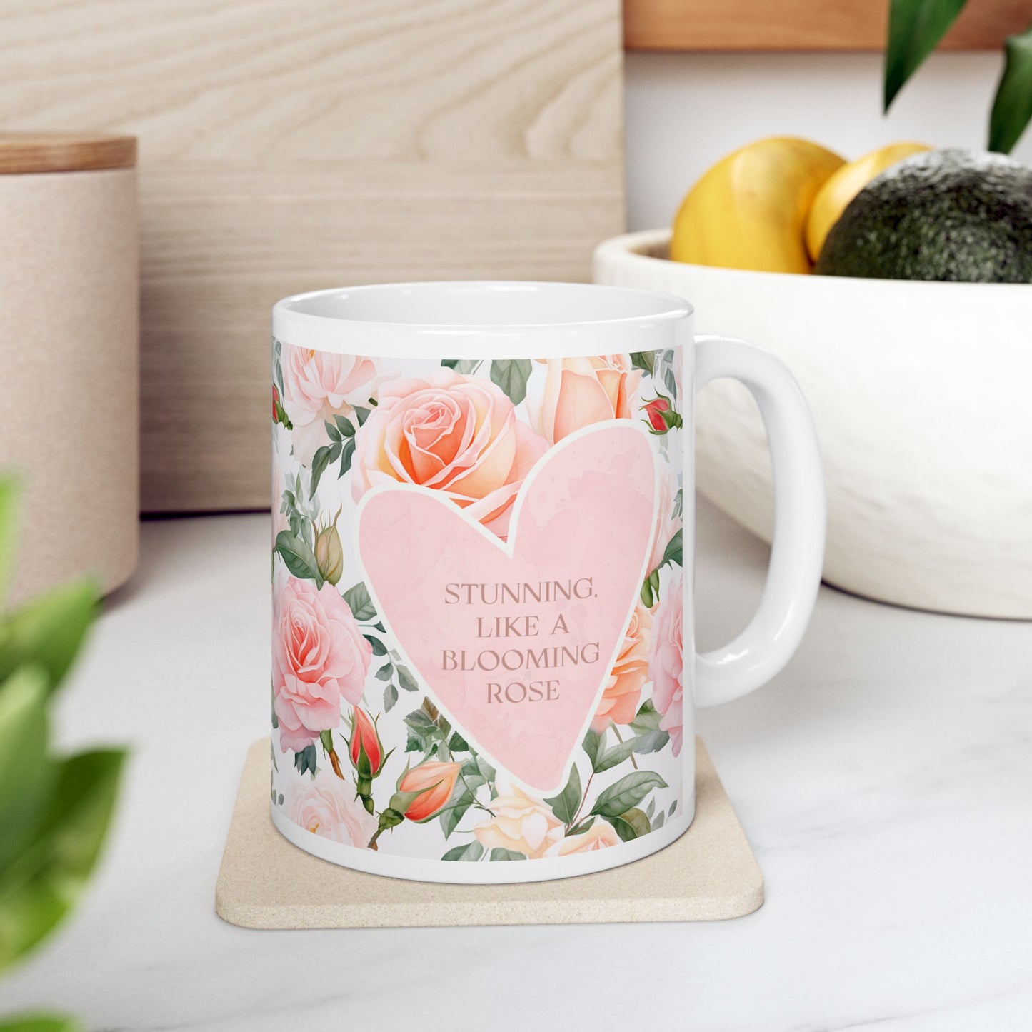 Taza de cerámica floral romántica, ideal para el Día de la Madre, regalo de cumpleaños, café matutino acogedor, regalo con temática de amor, decoración del hogar