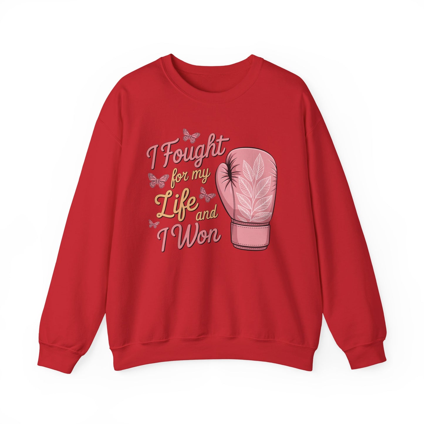 🥊🦋 I Fought for My Life and I Won Sweatshirt – Breast Cancer Survivor Crewneck