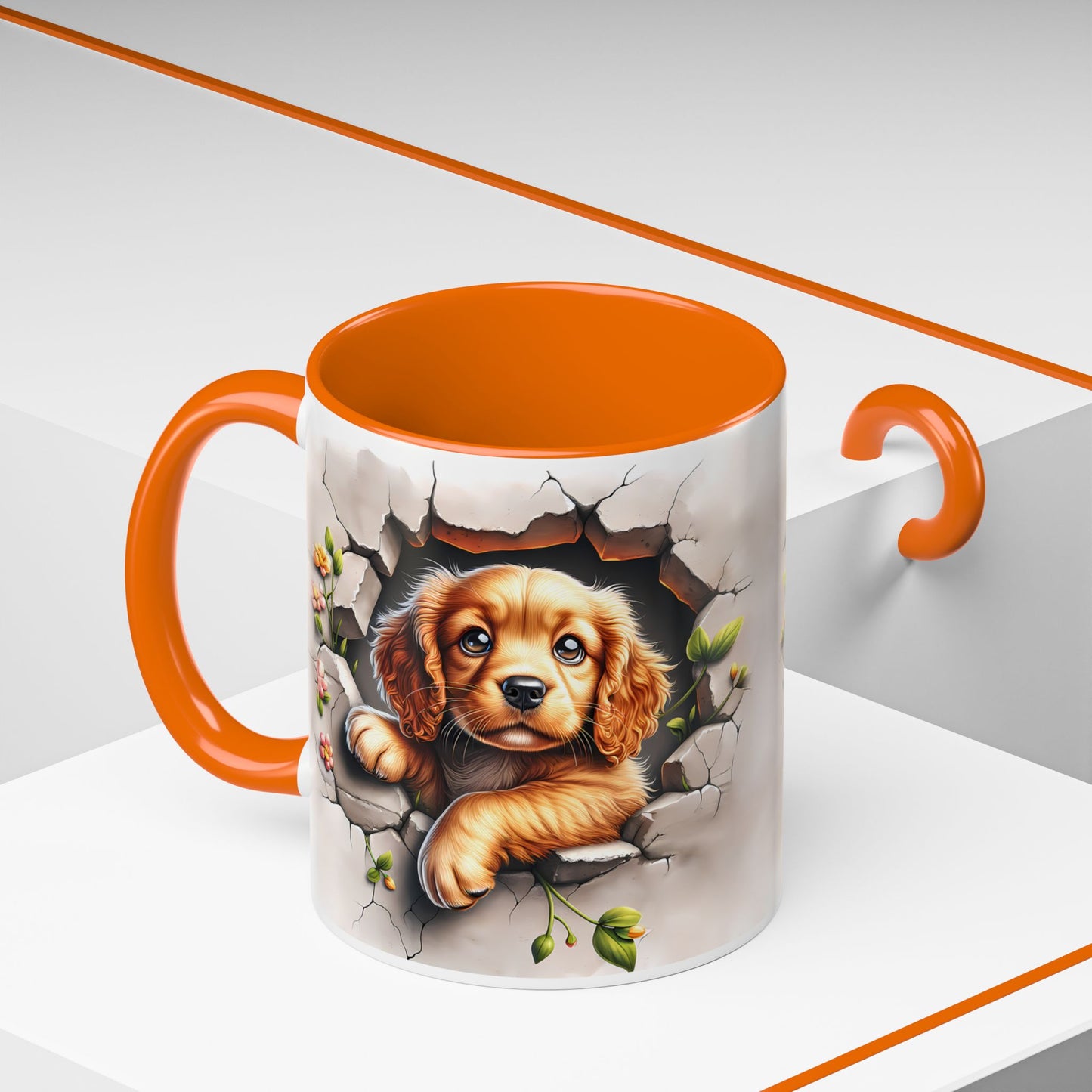 🐾 Cocker Spaniel Puppy Accent Mug – Sweet Fluffy Pup Coffee Cup ☕🤎