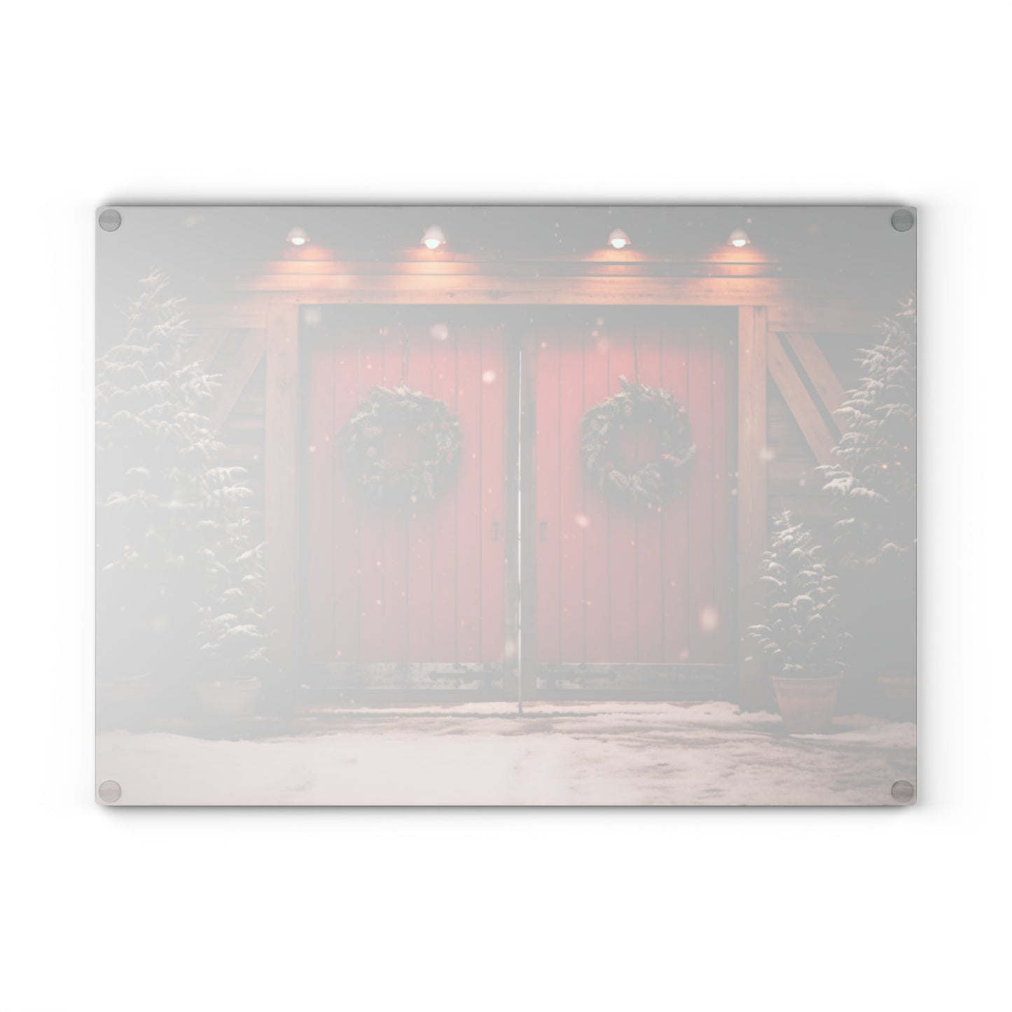 🎄 Rustic Red Barn Christmas Cutting Board – Cozy Country Charm for the Holidays 🎁